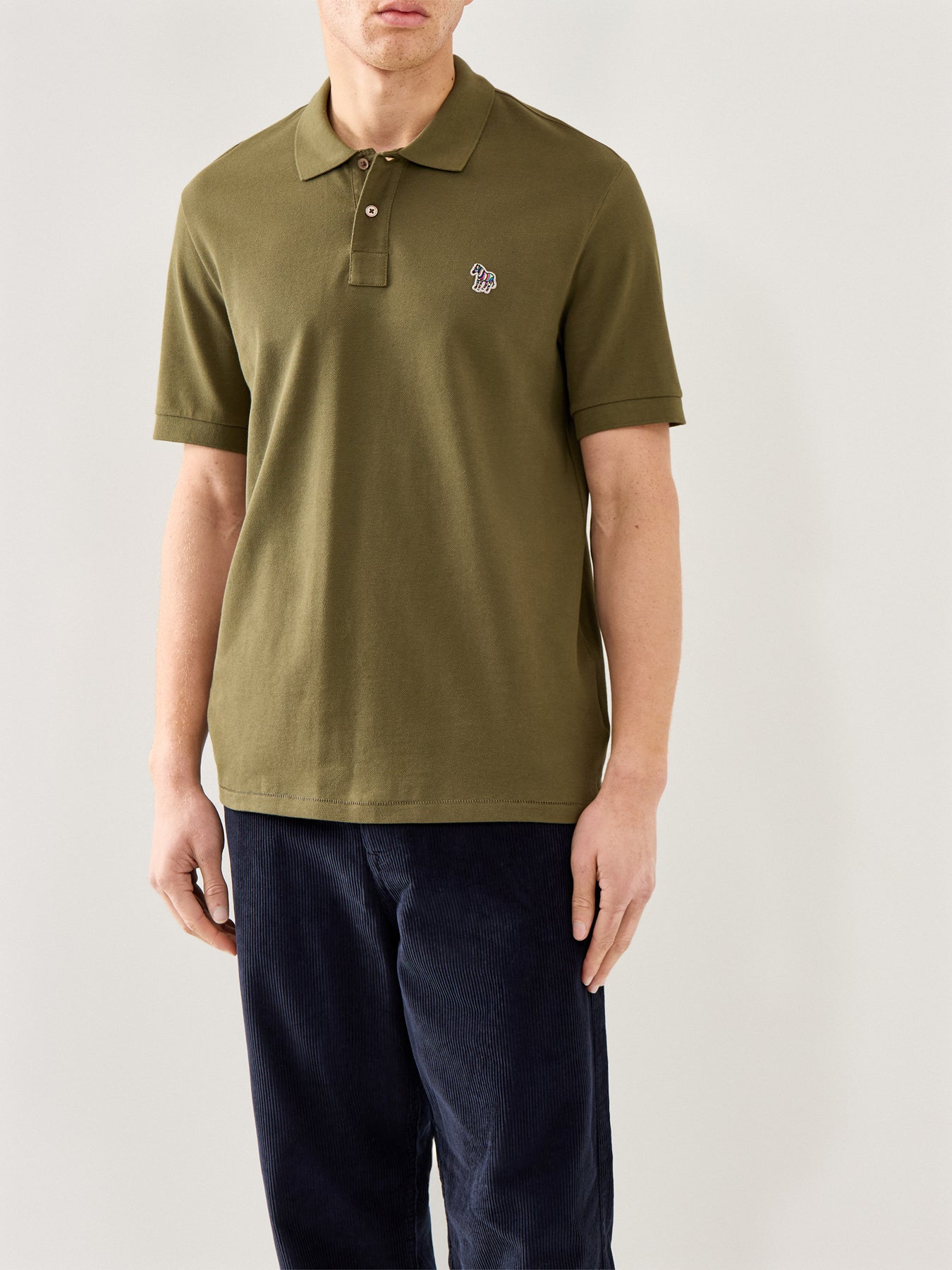 Zebra Detail Polo Shirt Green