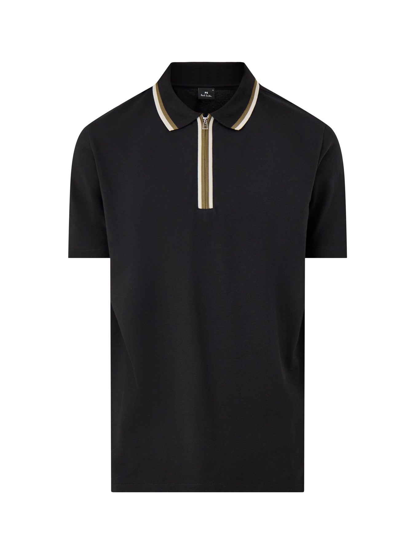 PS Paul Smith Zip Neck Cotton Polo Shirt Black