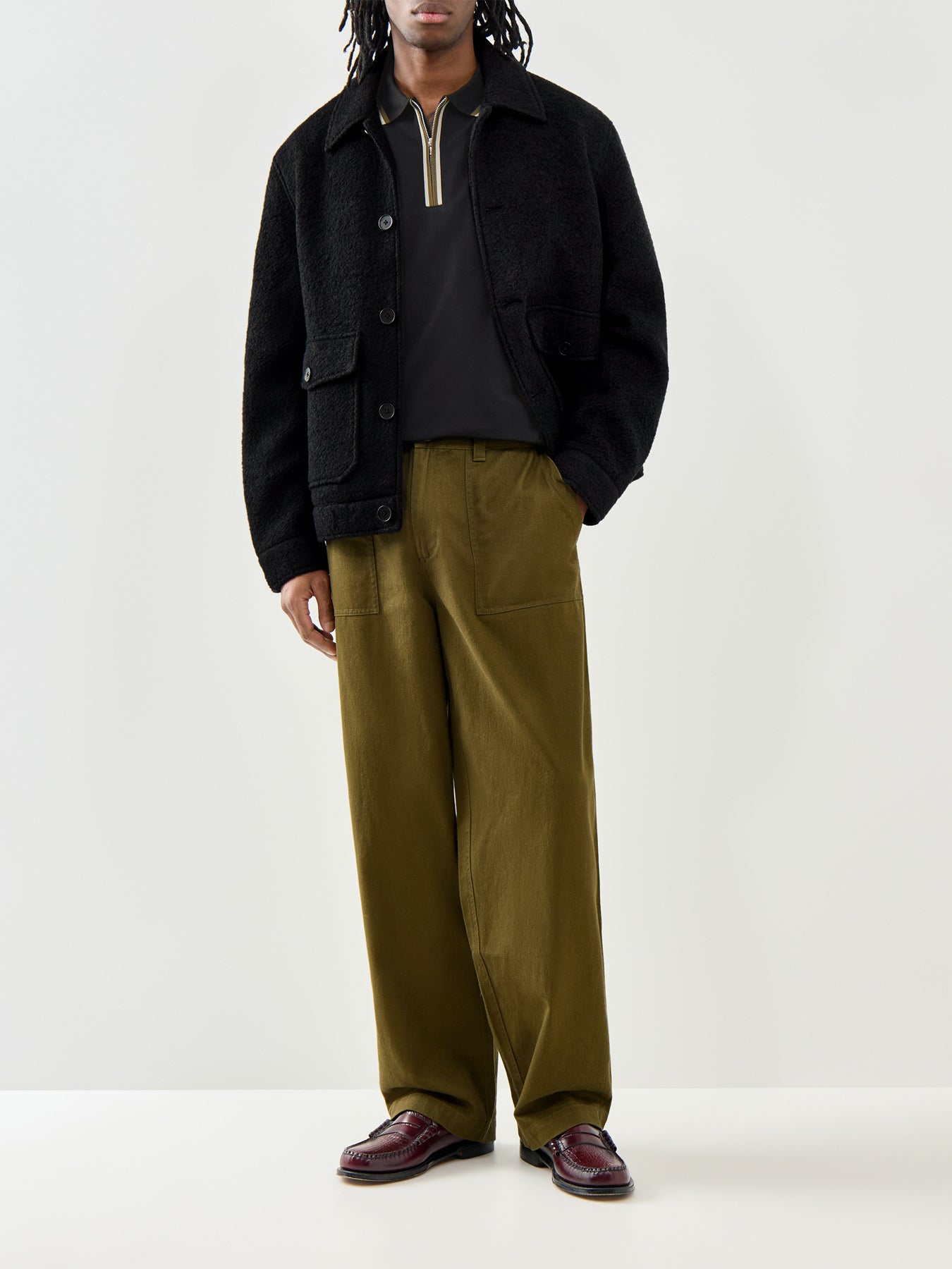 PS Paul Smith Zip Neck Cotton Polo Shirt Black