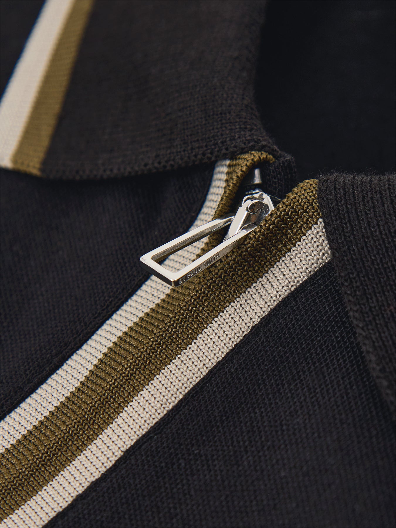 PS Paul Smith Zip Neck Cotton Polo Shirt Black