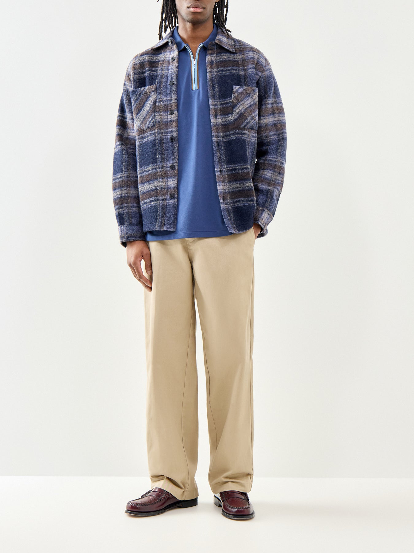 PS Paul Smith Zip Neck Cotton Polo Shirt Blue