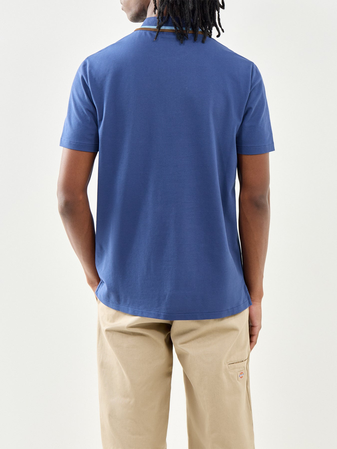 PS Paul Smith Zip Neck Cotton Polo Shirt Blue