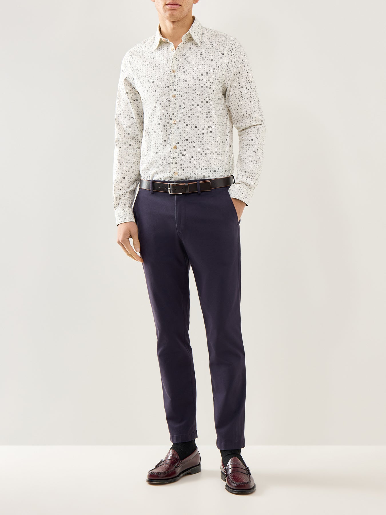 Dice Dots Oxford Shirt White
