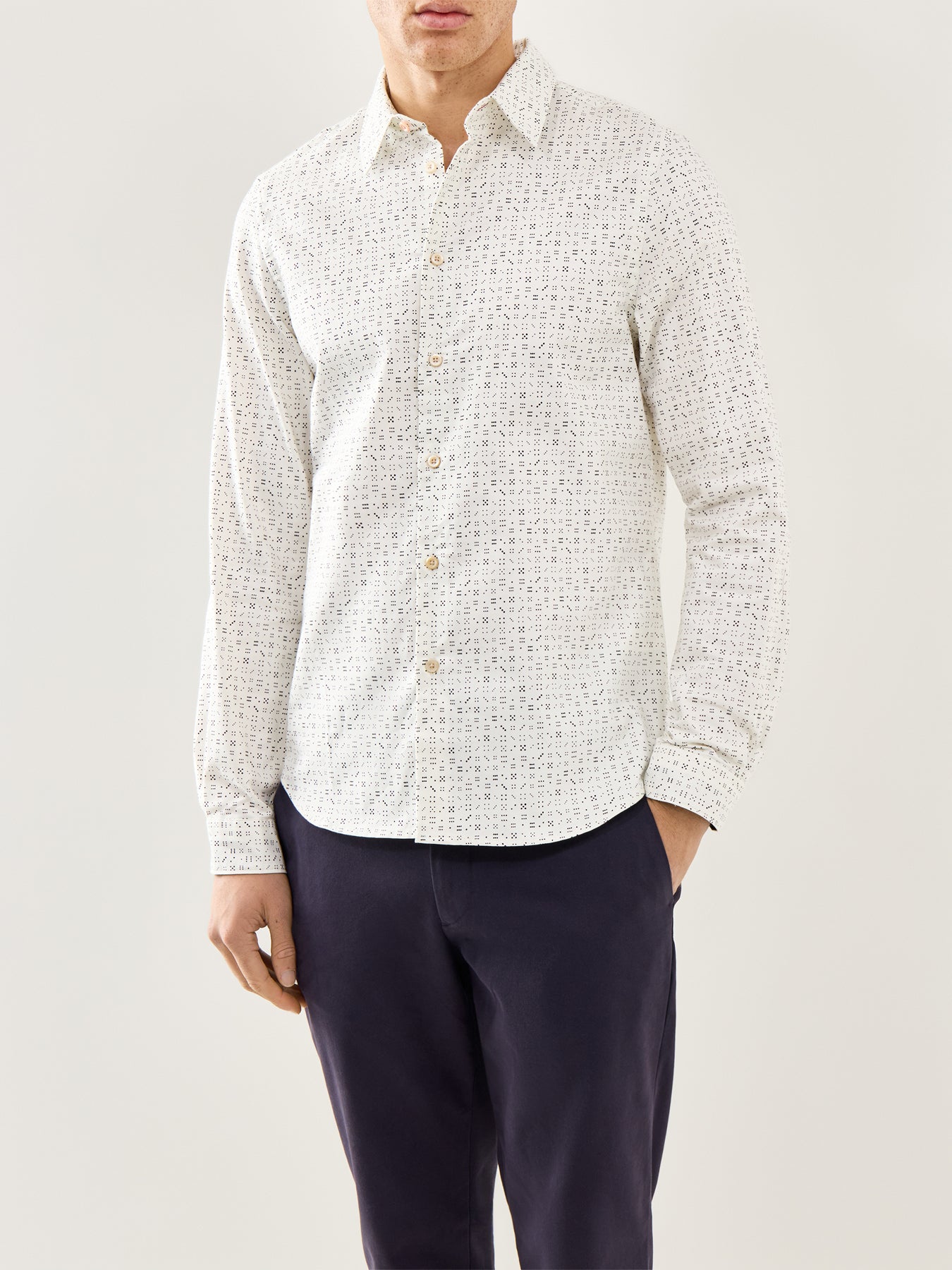 Dice Dots Oxford Shirt White
