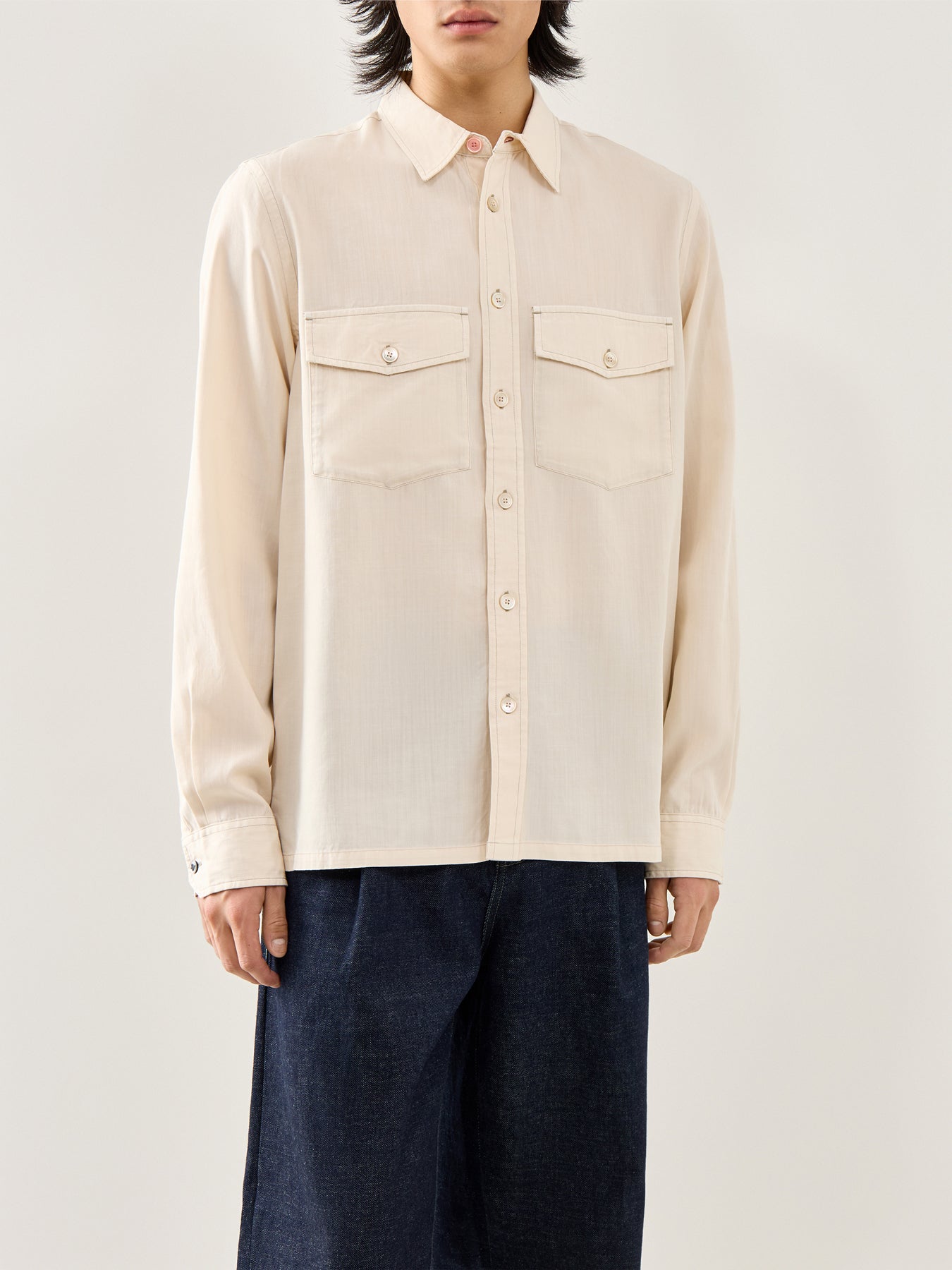 Soft Touch Double Pocket Shirt White