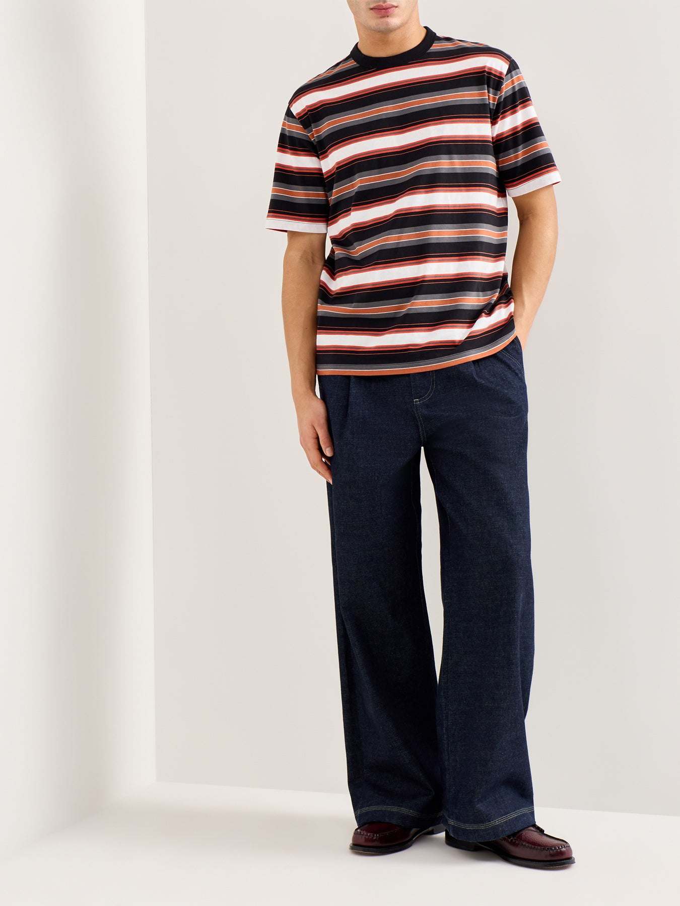 Striped Cotton T-Shirt Black