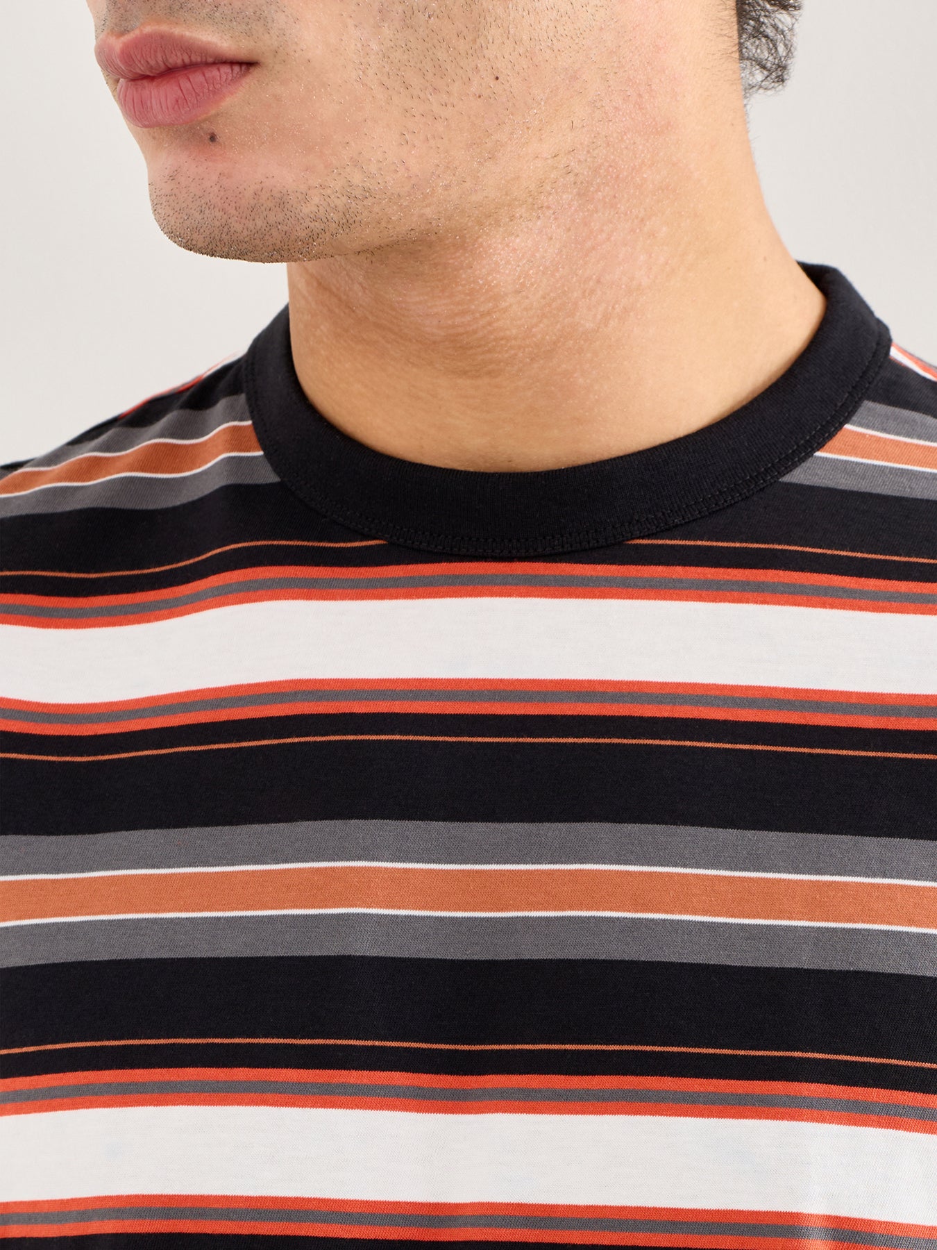 Striped Cotton T-Shirt Black
