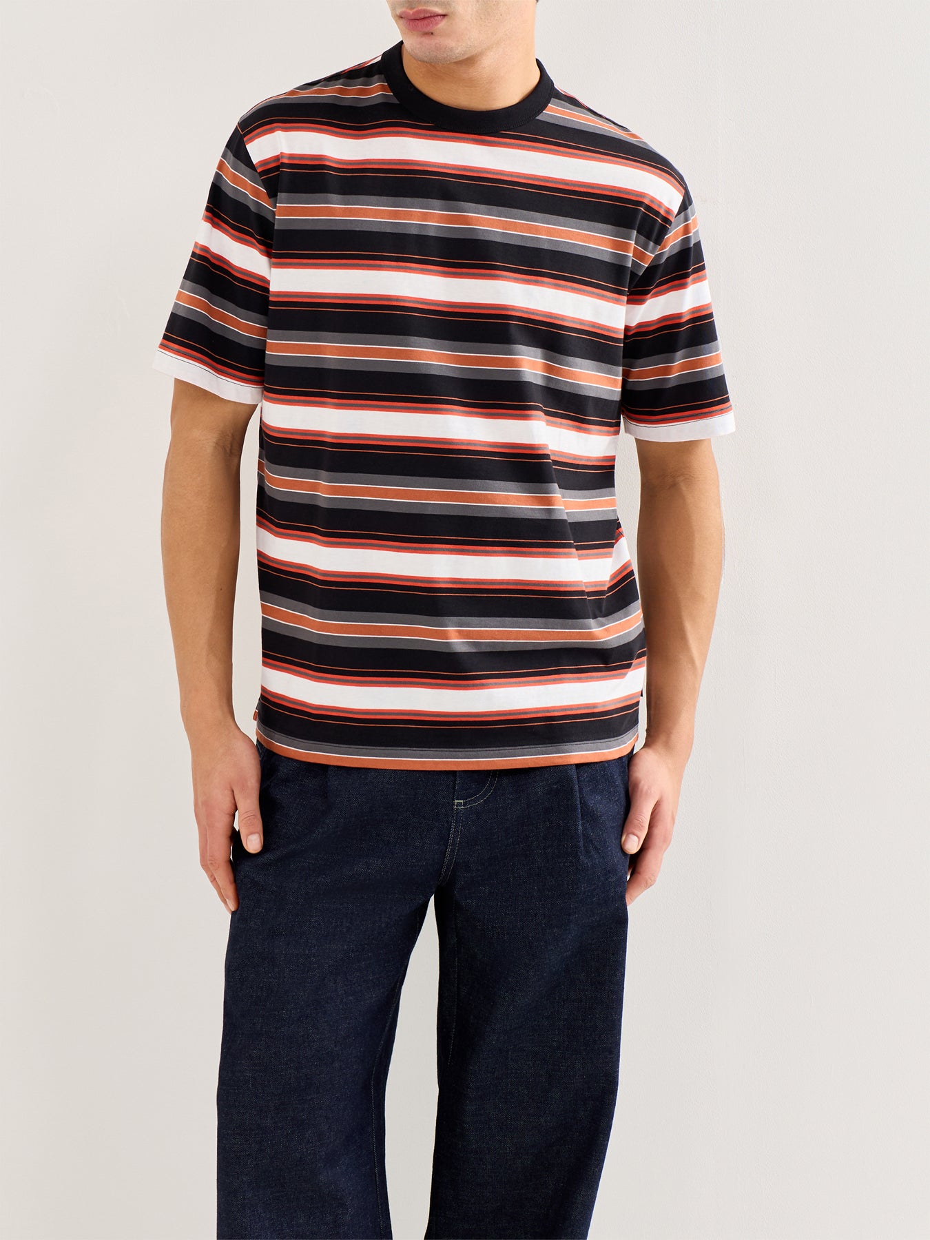 Striped Cotton T-Shirt Black