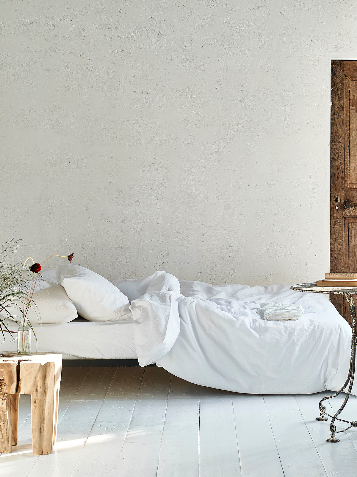 Loweswater Organic Cotton Percale Duvet Cover Set - Chalk White