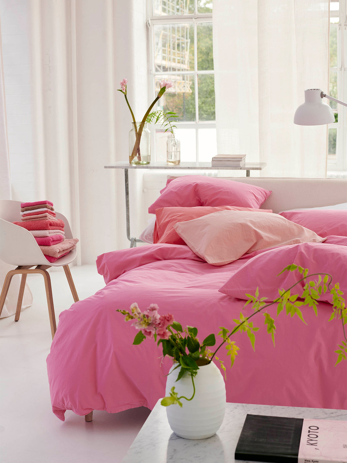 Loweswater Organic Cotton Percale Duvet Cover Set - Fuchsia Pink