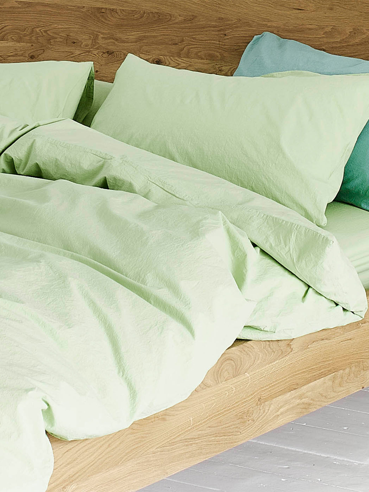 Loweswater Organic Cotton Percale Duvet Cover Set - Willow Green