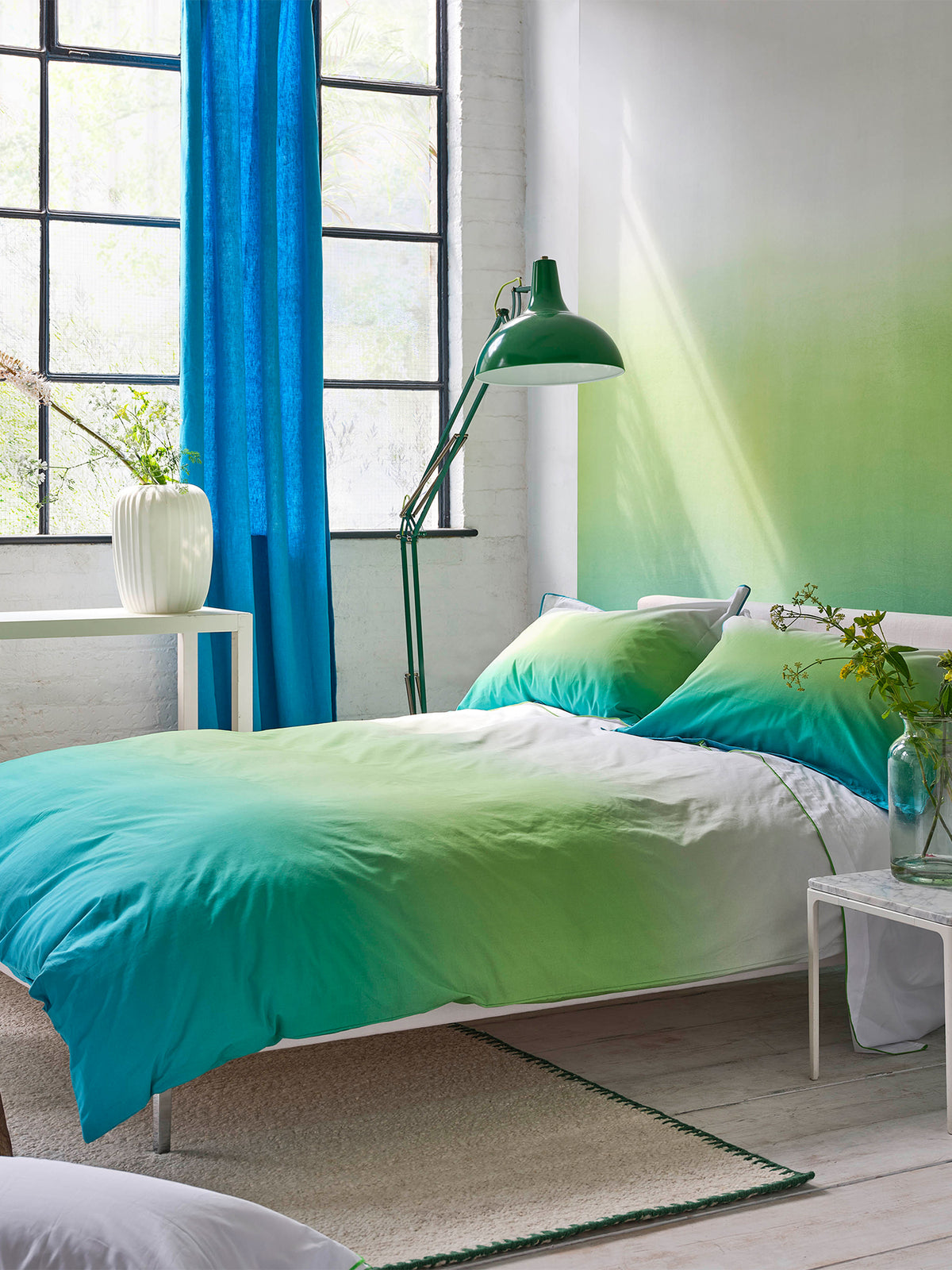Savoie Cotton Percale Duvet Cover Set - Azure