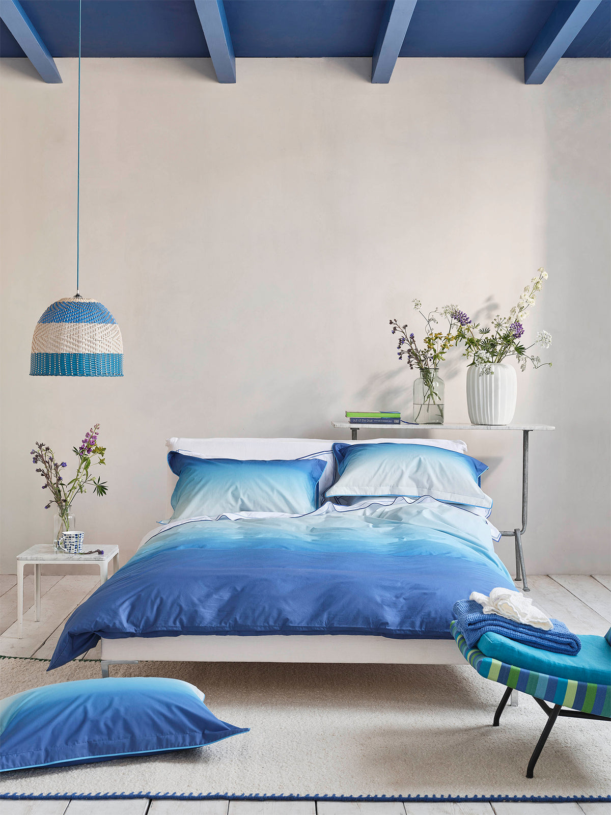 Savoie Cotton Percale Duvet Cover Set - Cobalt Blue