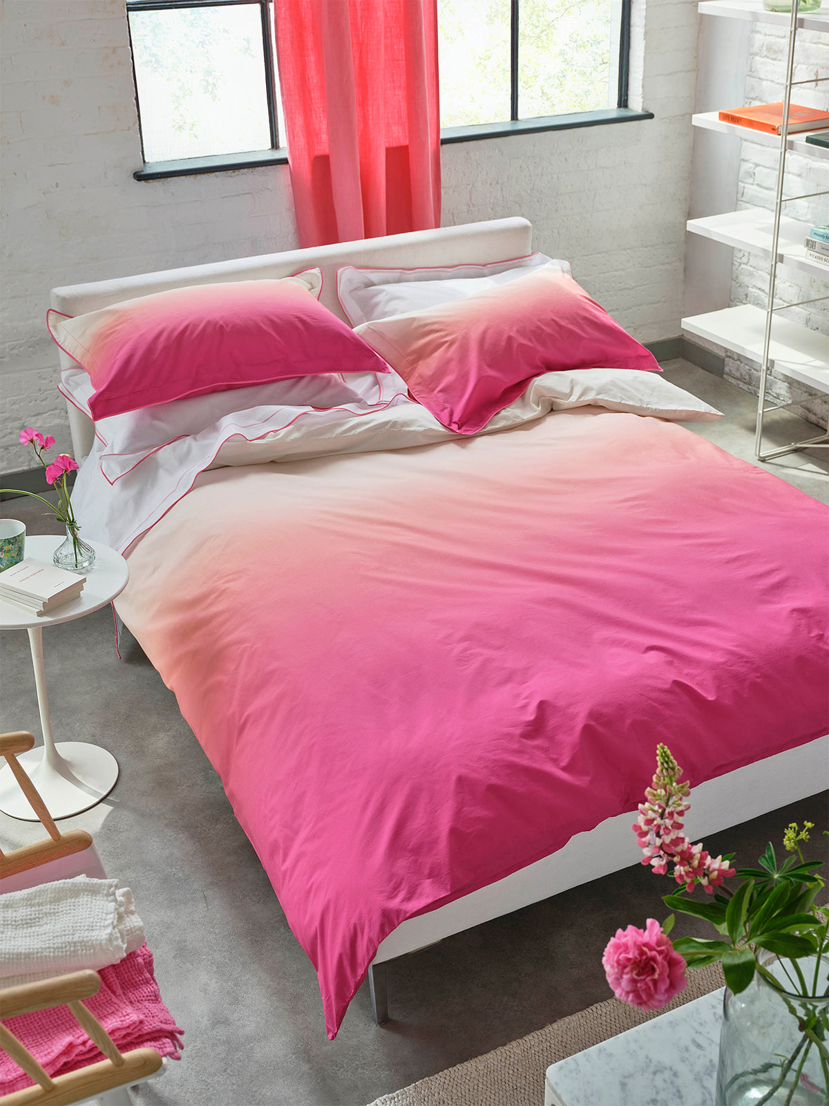 Savoie Cotton Percale Duvet Cover Set - Fuchsia Pink