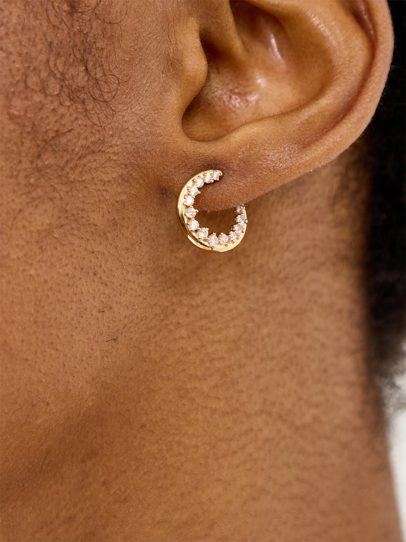 Spiral Crystal Hoops Gold