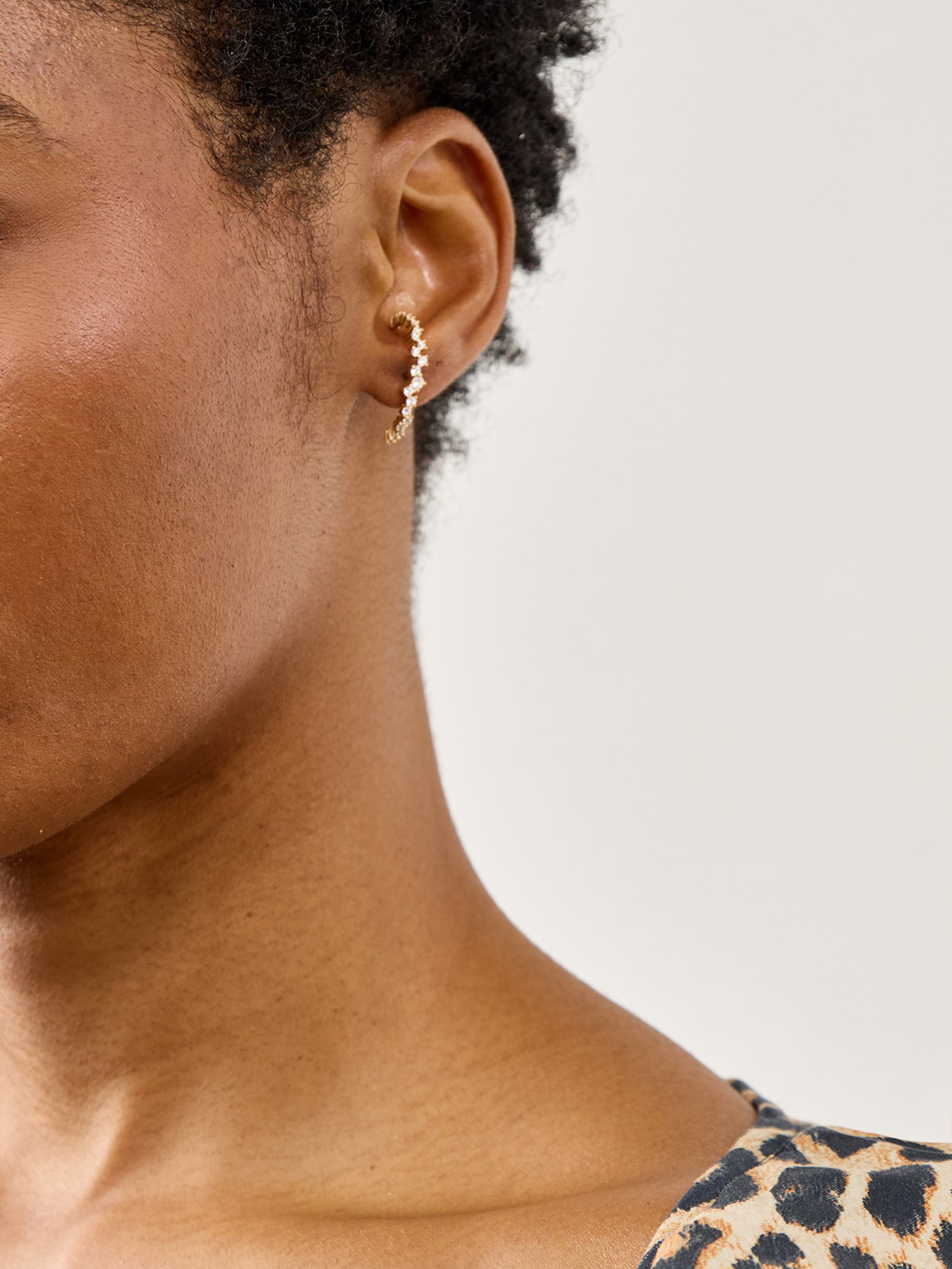 Crystal Cuff Studs Gold