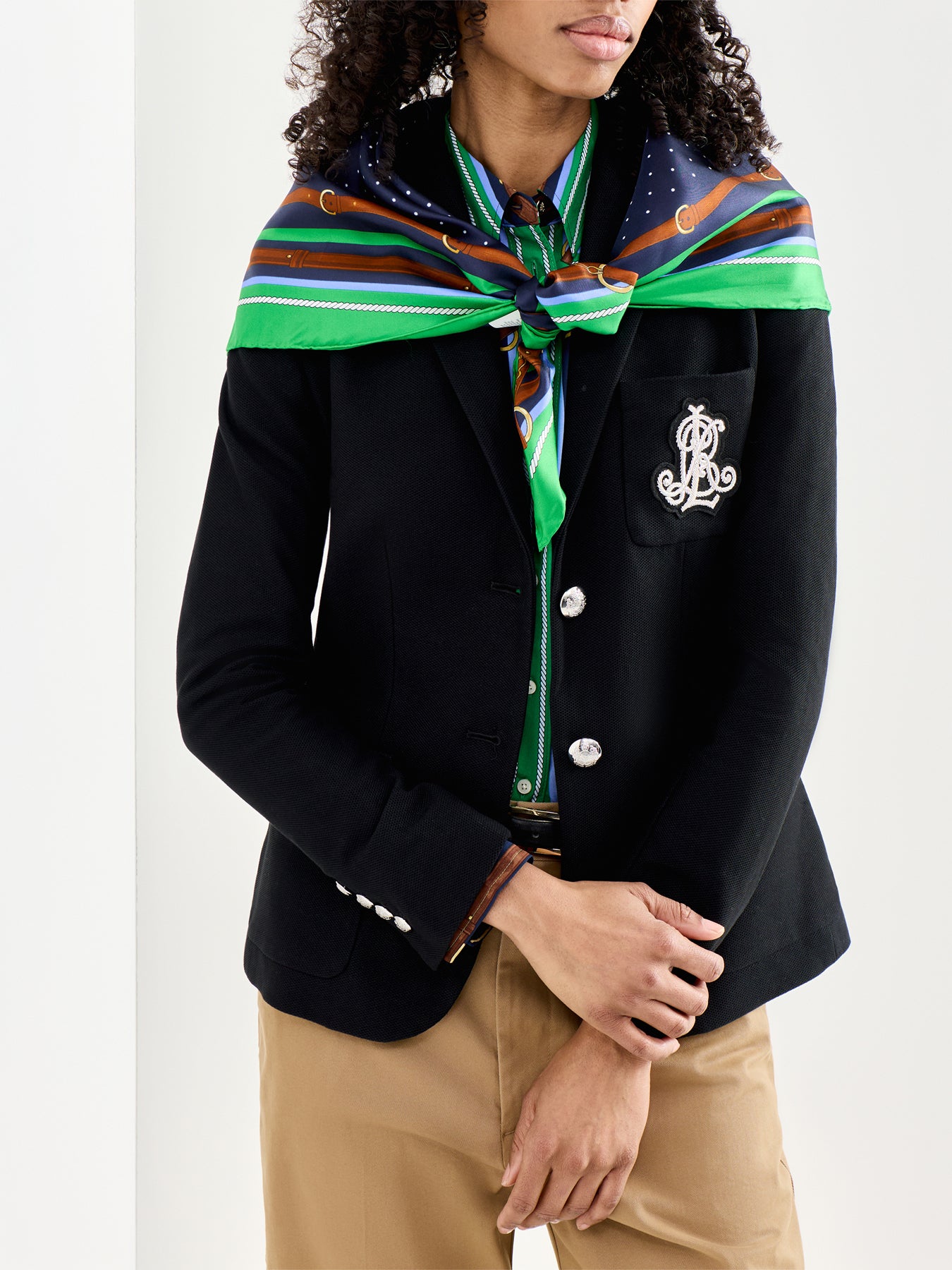 Equestrian Square Scarf Navy