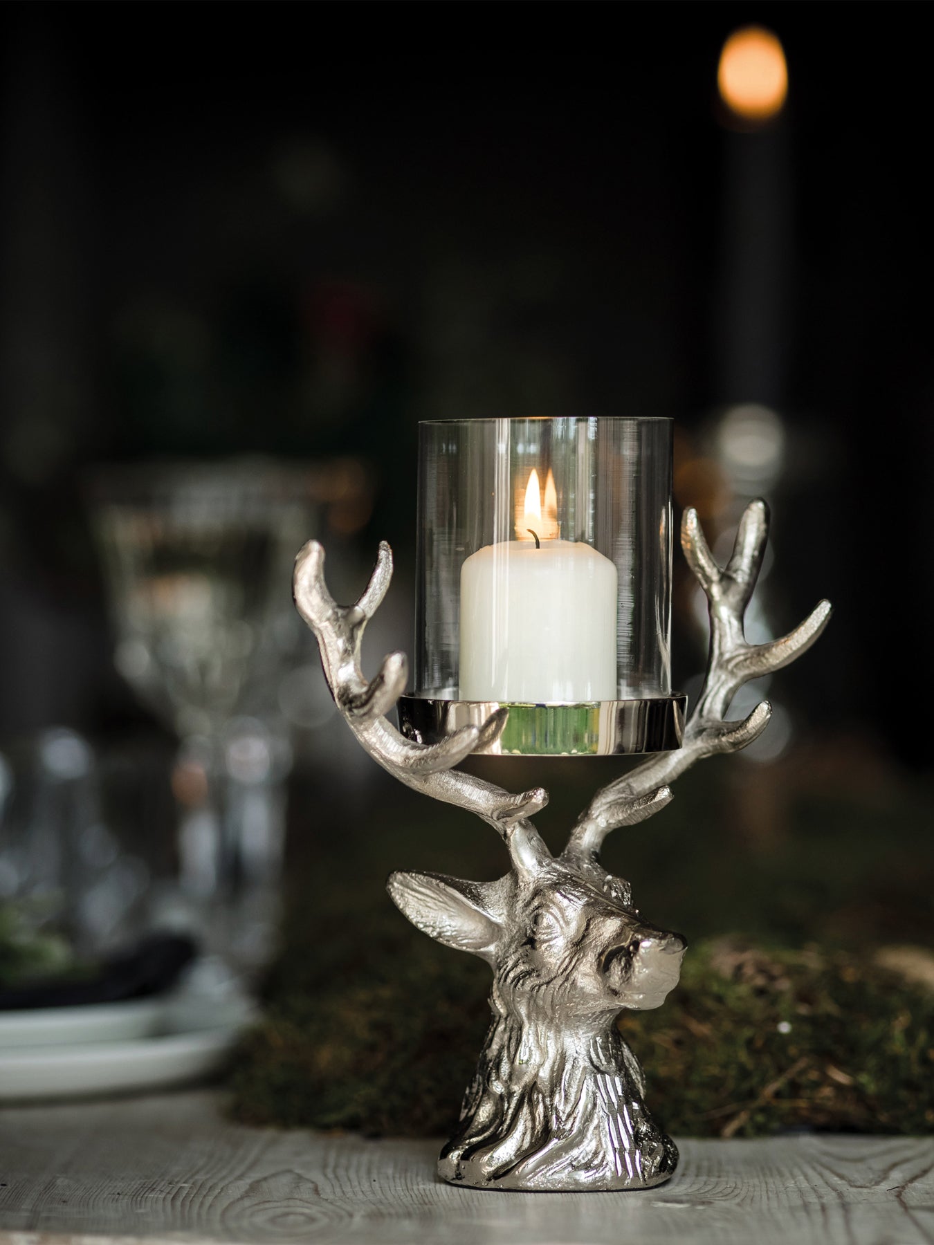 Culinary Concepts Mini Stag Head Hurricane Lantern