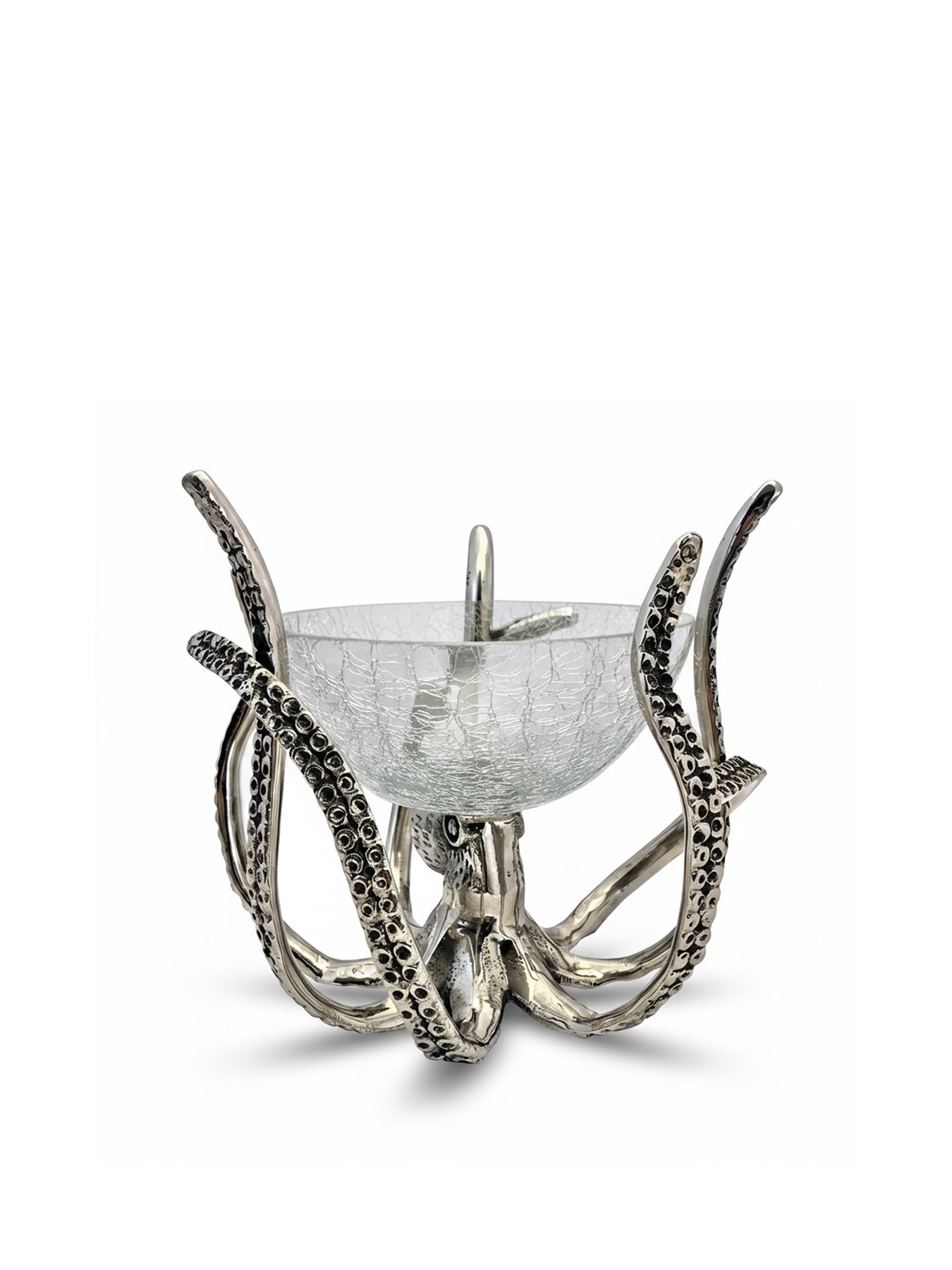 Mini Octopus Stand with Crackled Glass Bowl
