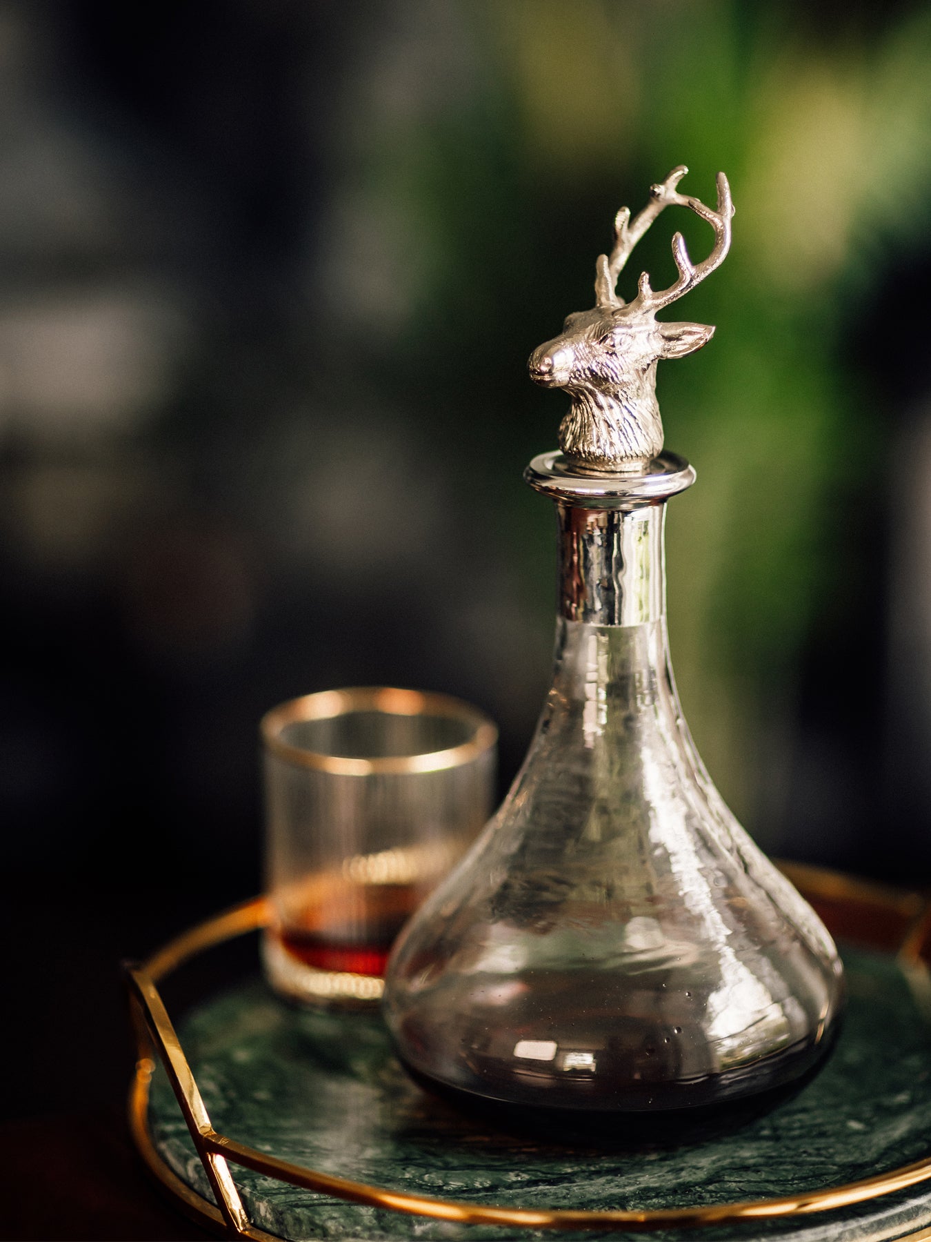 Culinary Concepts Glass Ships Decanter with Stag Stopper