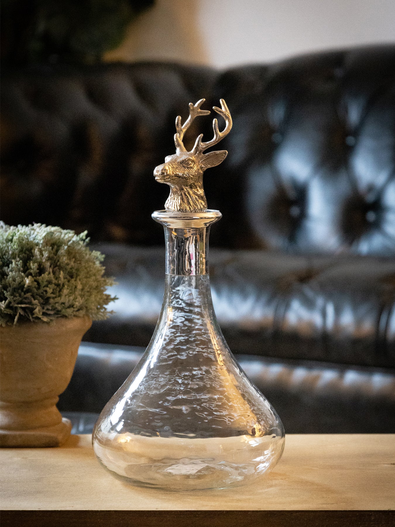 Culinary Concepts Glass Ships Decanter with Stag Stopper