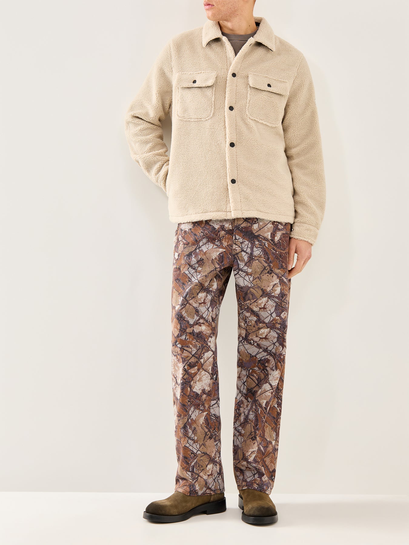 Trident Borg Fleece Overshirt Cream