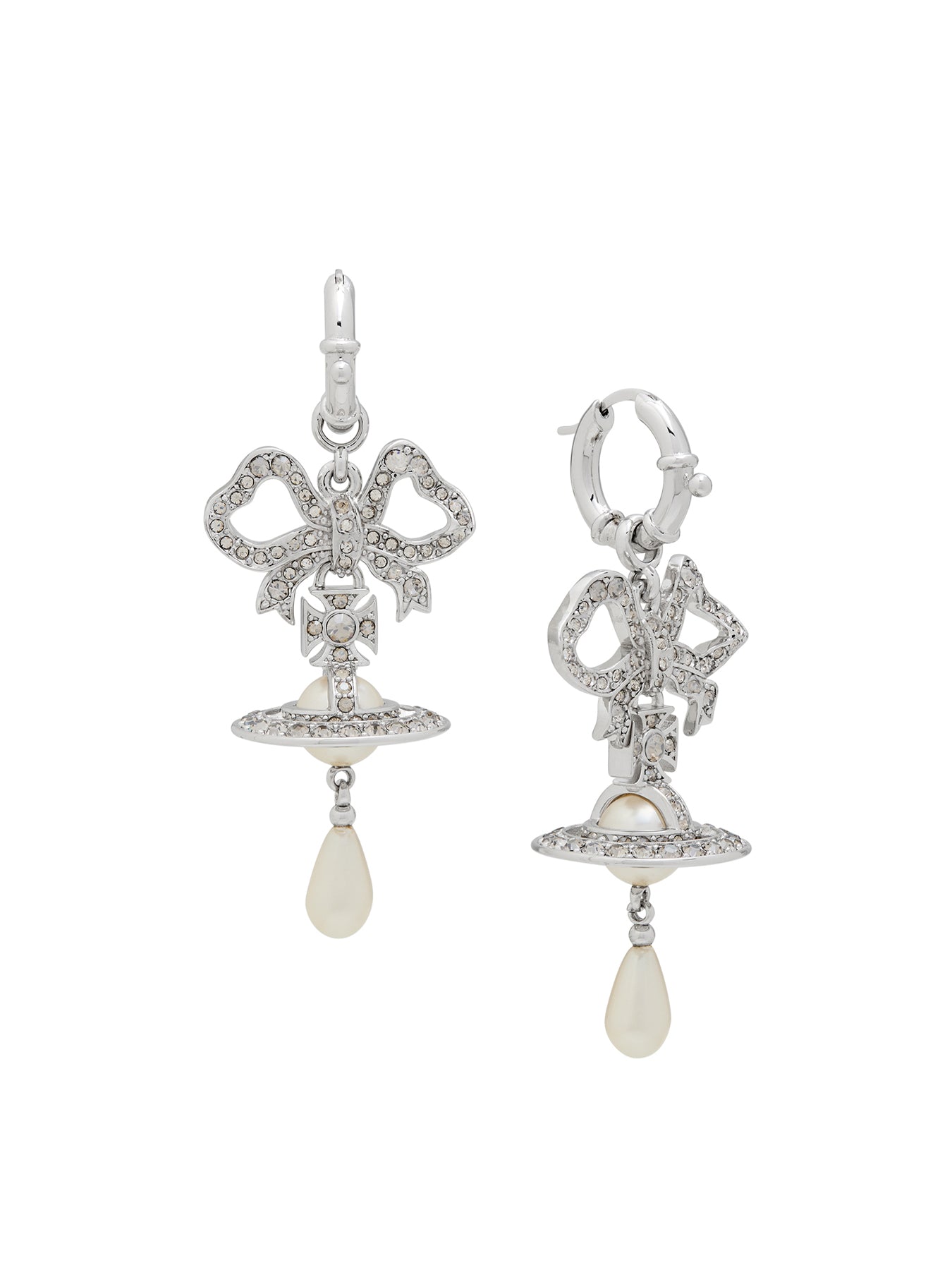Pearl & Crystal Earrings Silver