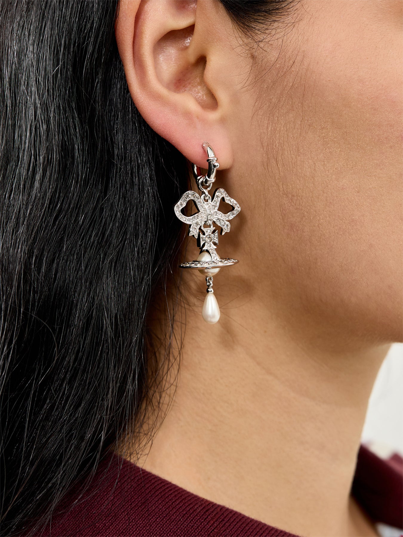 Pearl & Crystal Earrings Silver