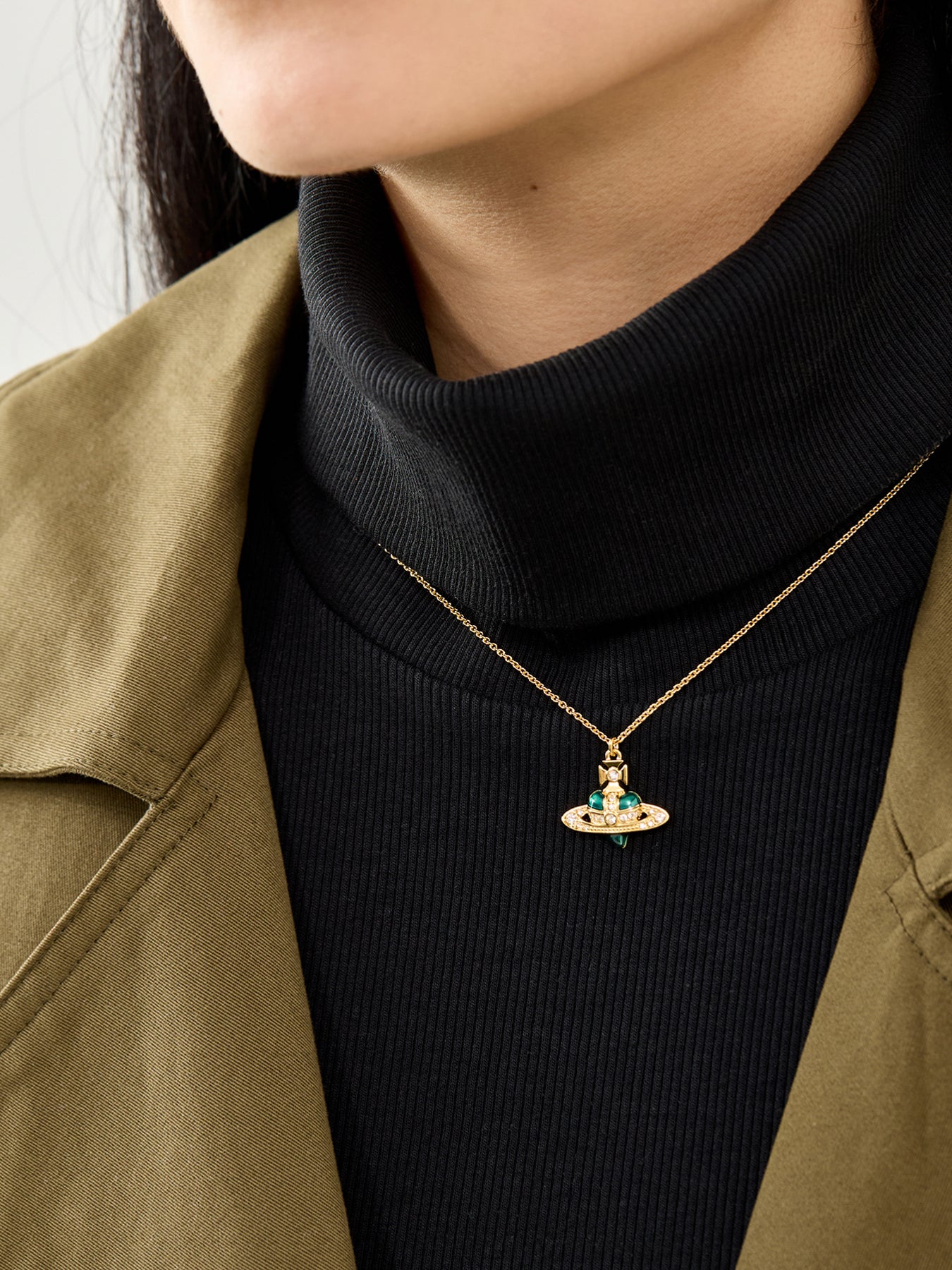Crystal Heart Pendant Necklace Gold