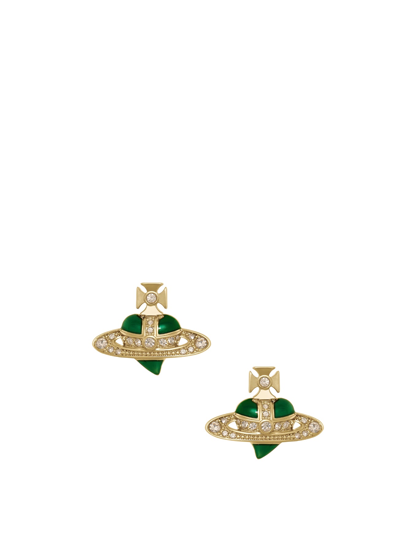 Crystal Heart Earrings Gold