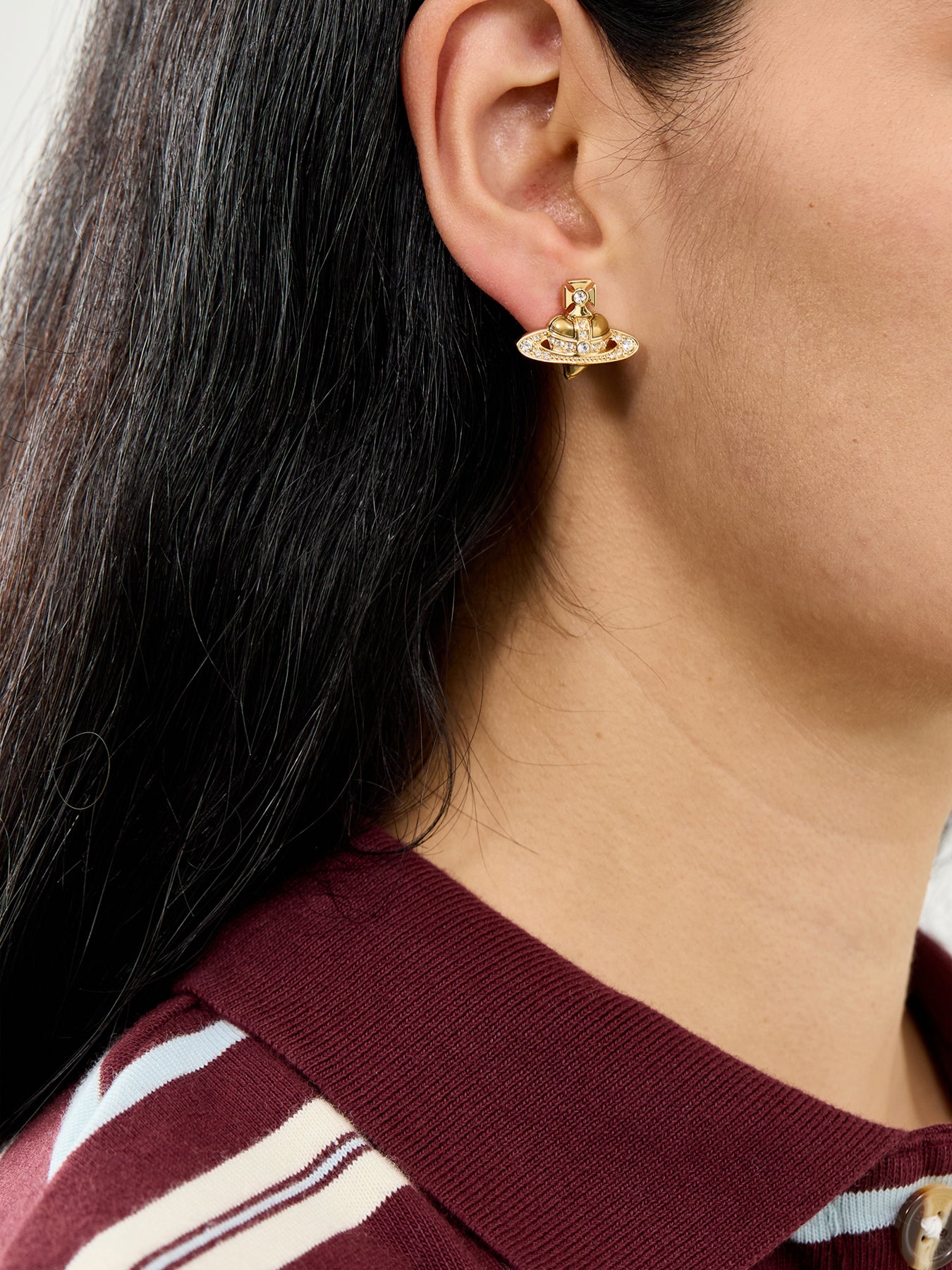 Crystal Heart Earrings Gold