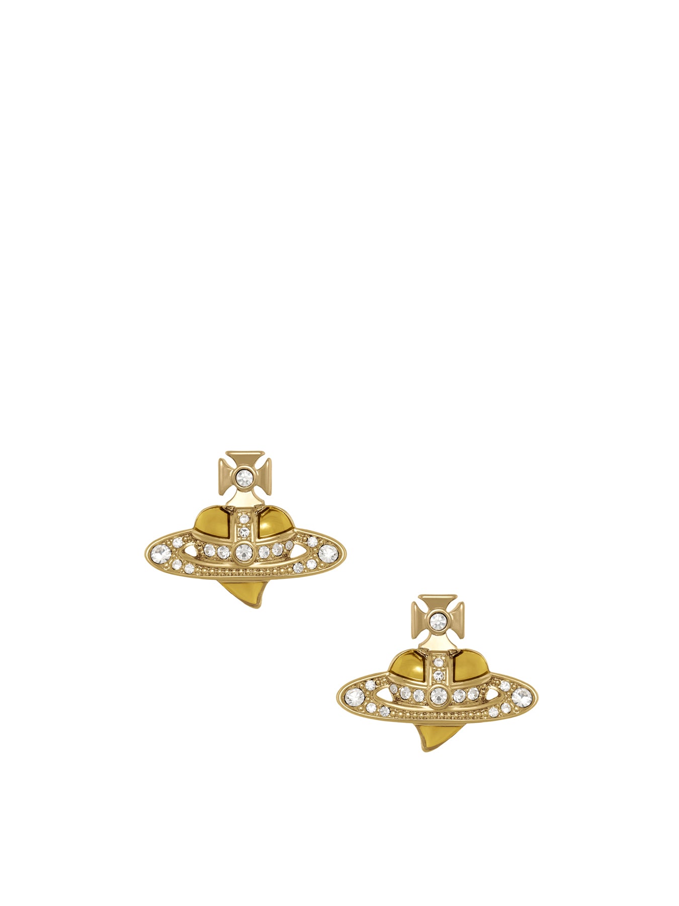 Crystal Heart Earrings Gold