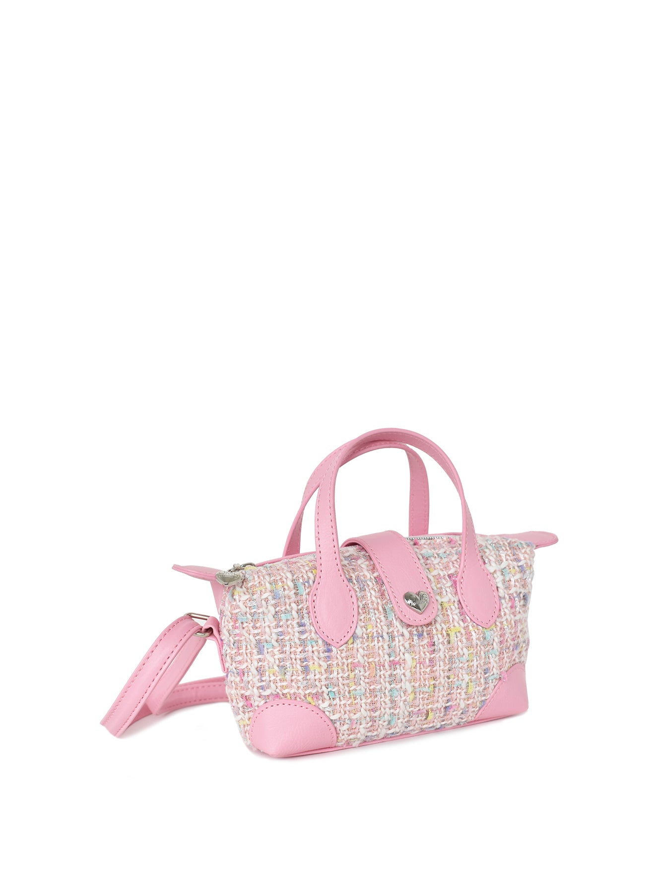 Tweed Mini Satchel Crossbody Pink