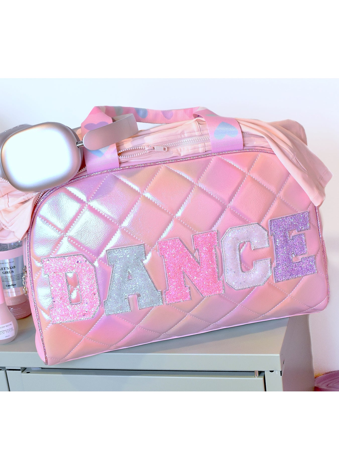 Dance Quilted Glitter Duffle Bag Red