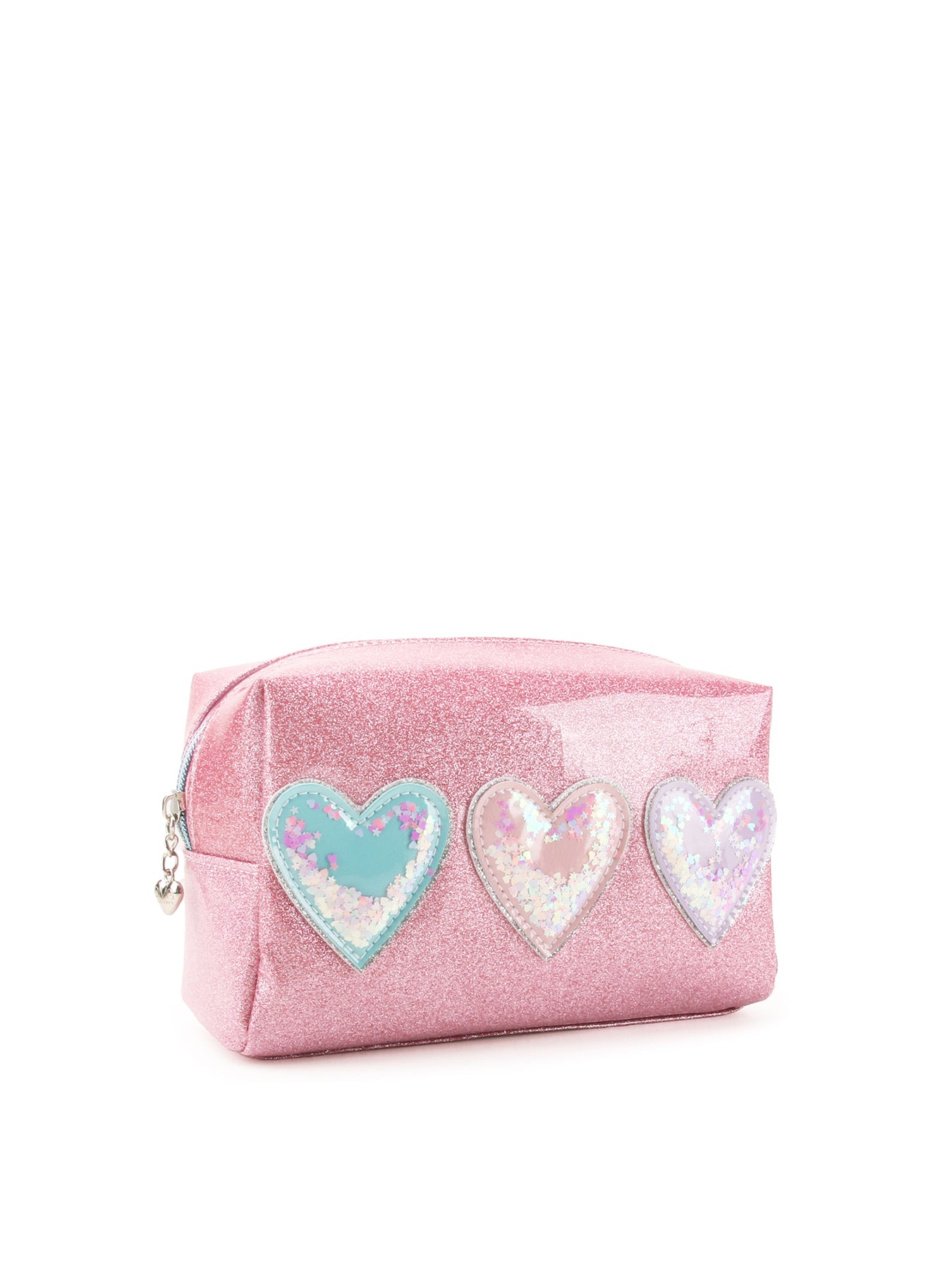 Heart Applique Pouch Pink