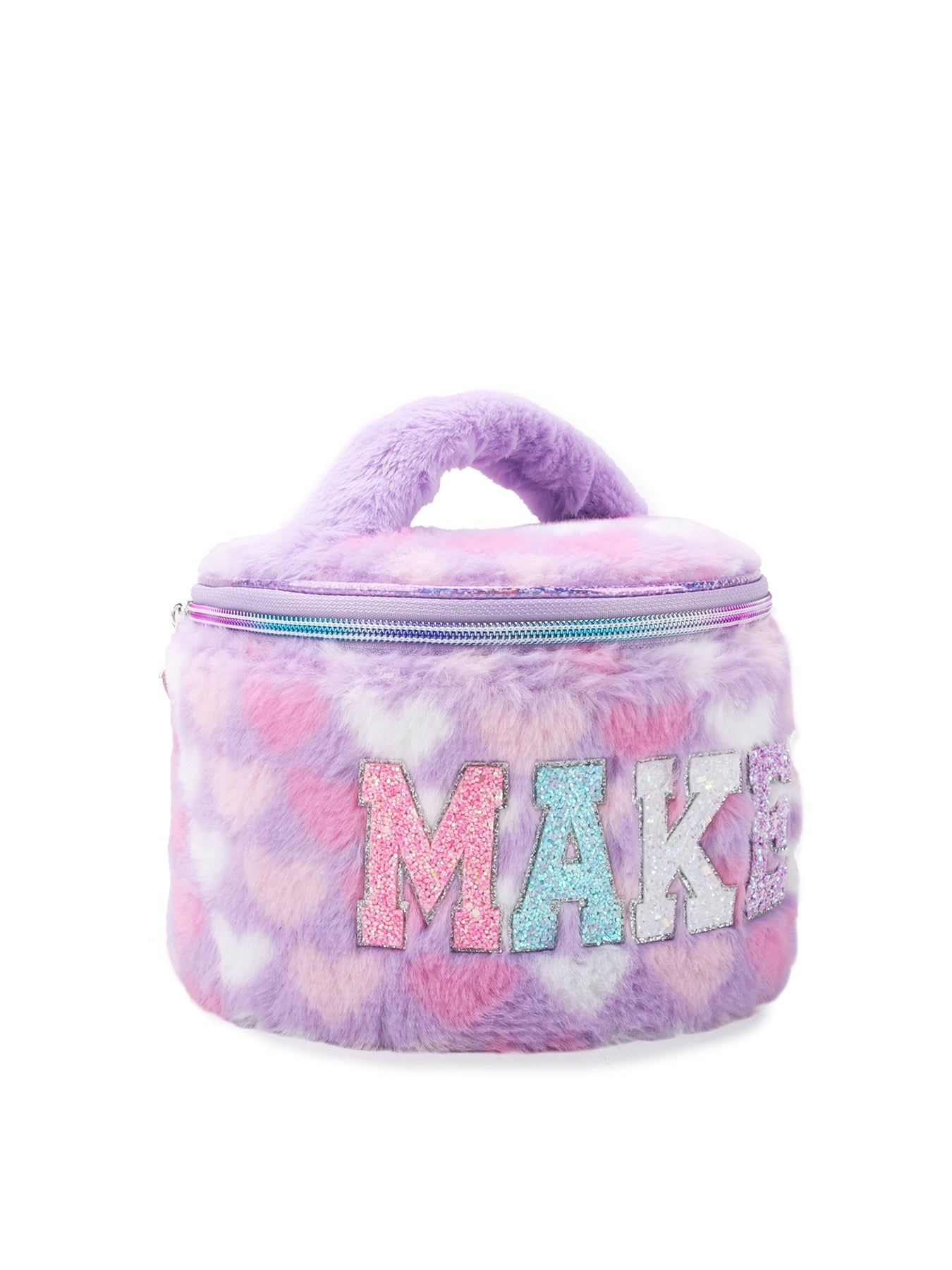 Heart Plush Makeup Train Case Orchid