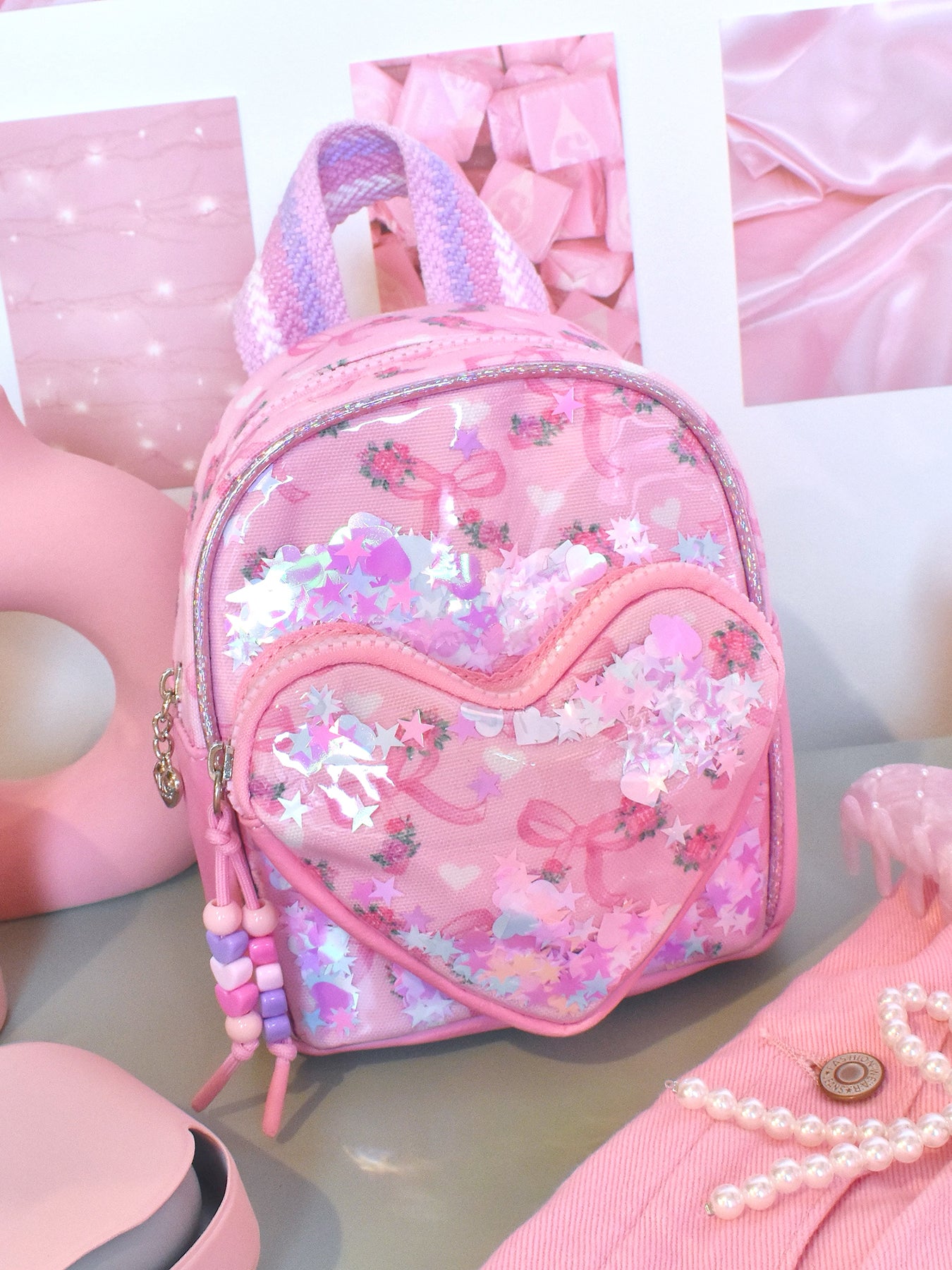 Bow Confetti Micro Mini Backpack Pink