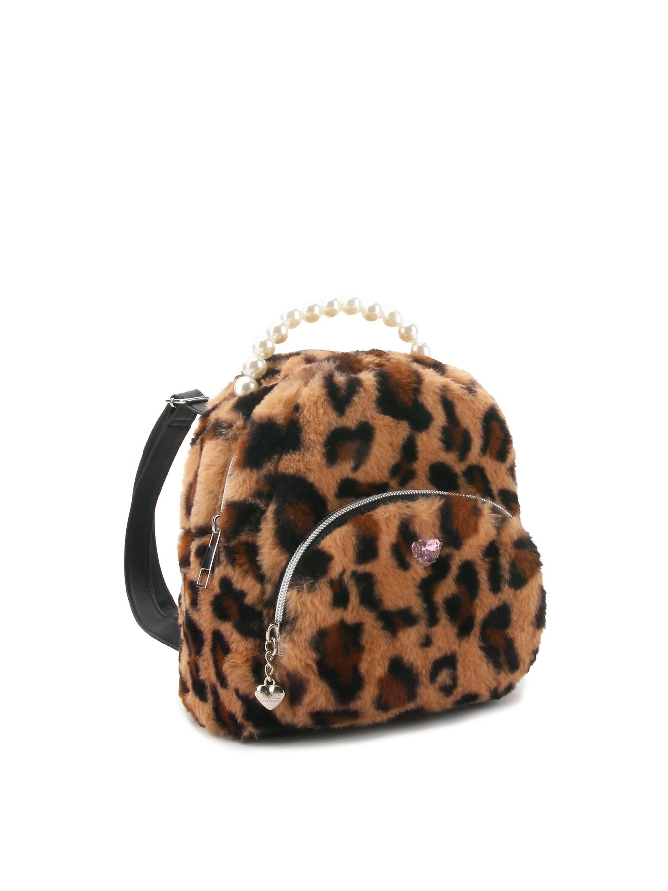 Leopard Faux Fur Micro Mini Backpack Brown