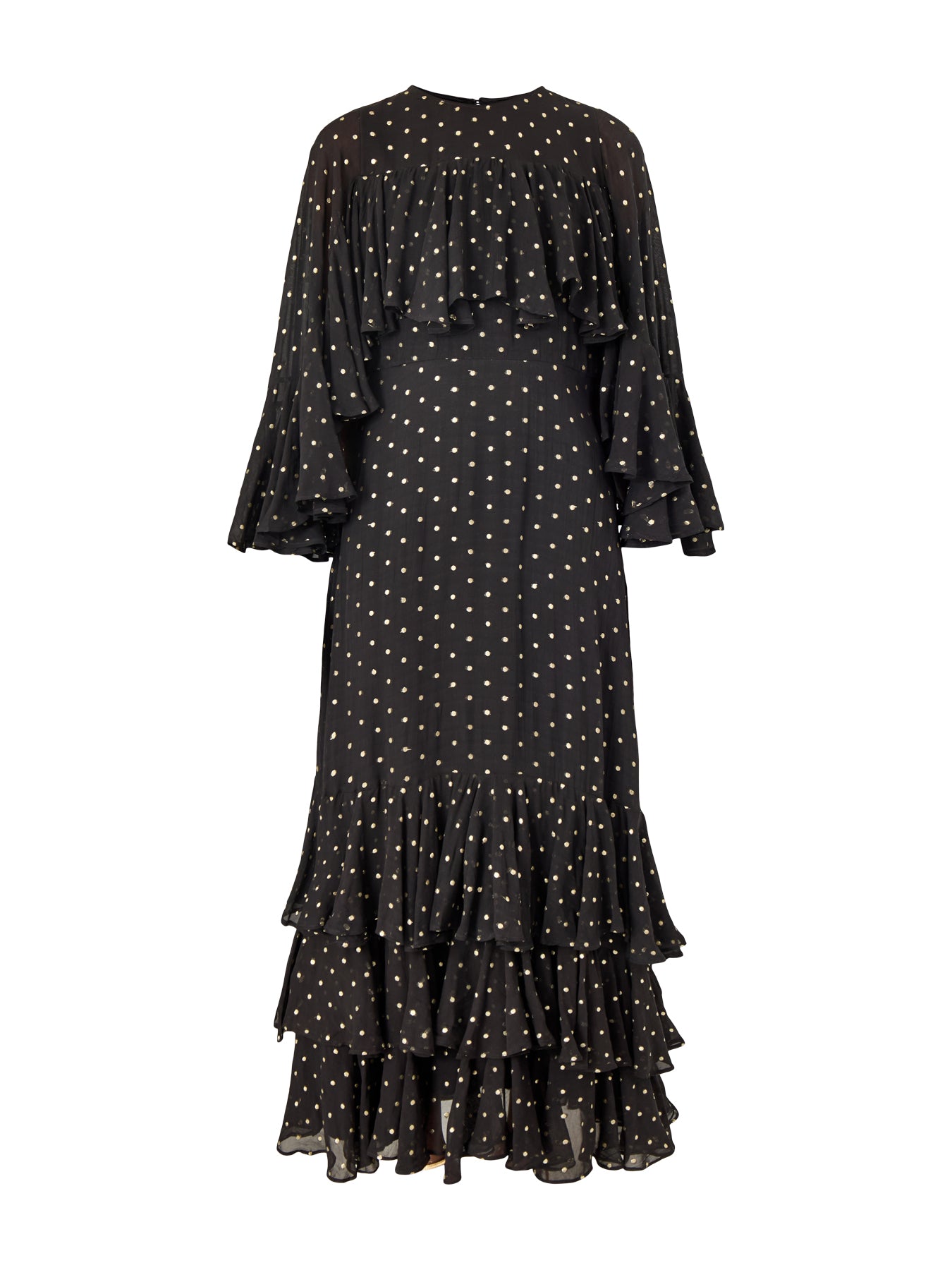 Petula Gold Dot Caped Maxi Gold