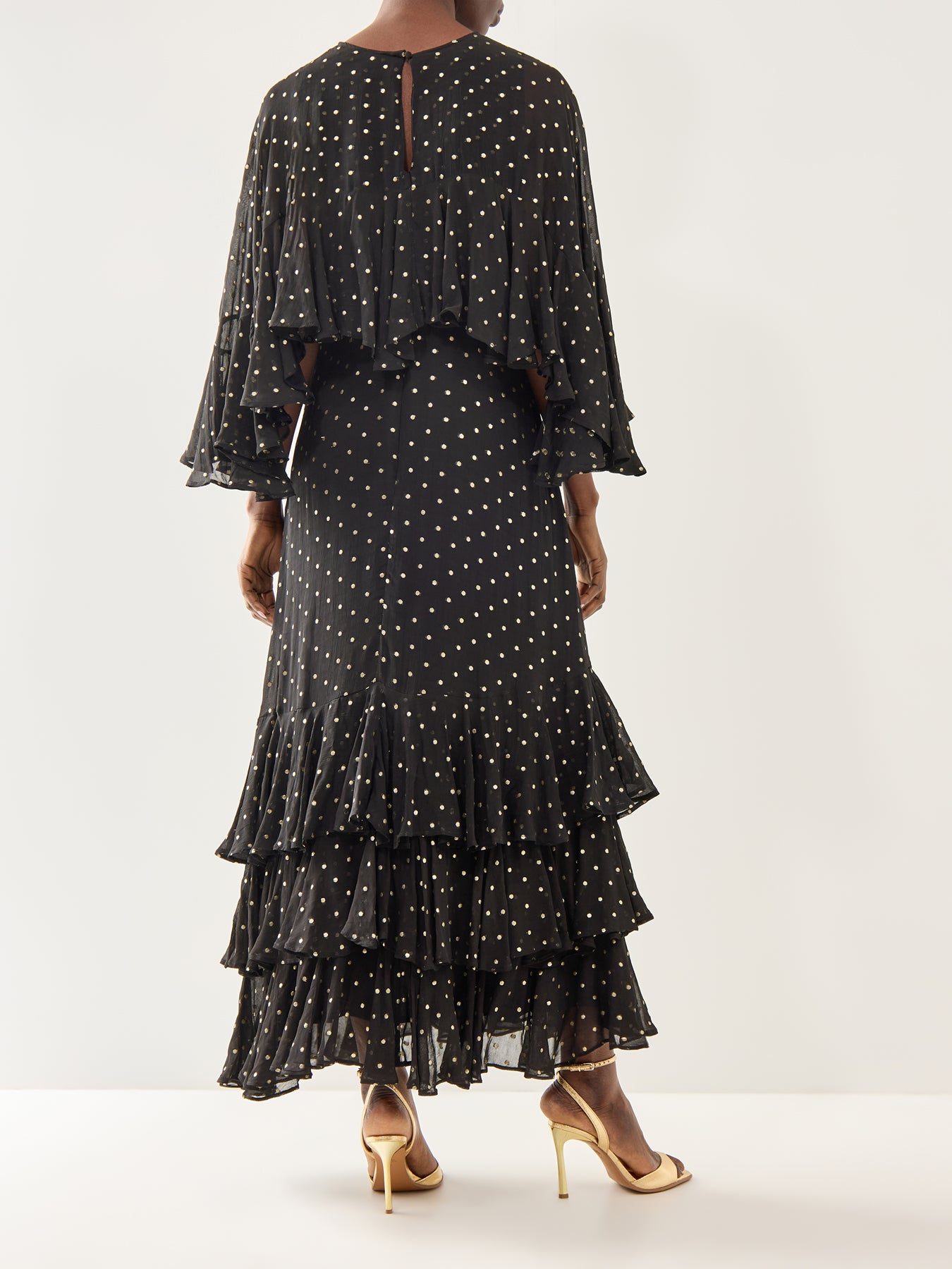 Petula Gold Dot Caped Maxi Gold