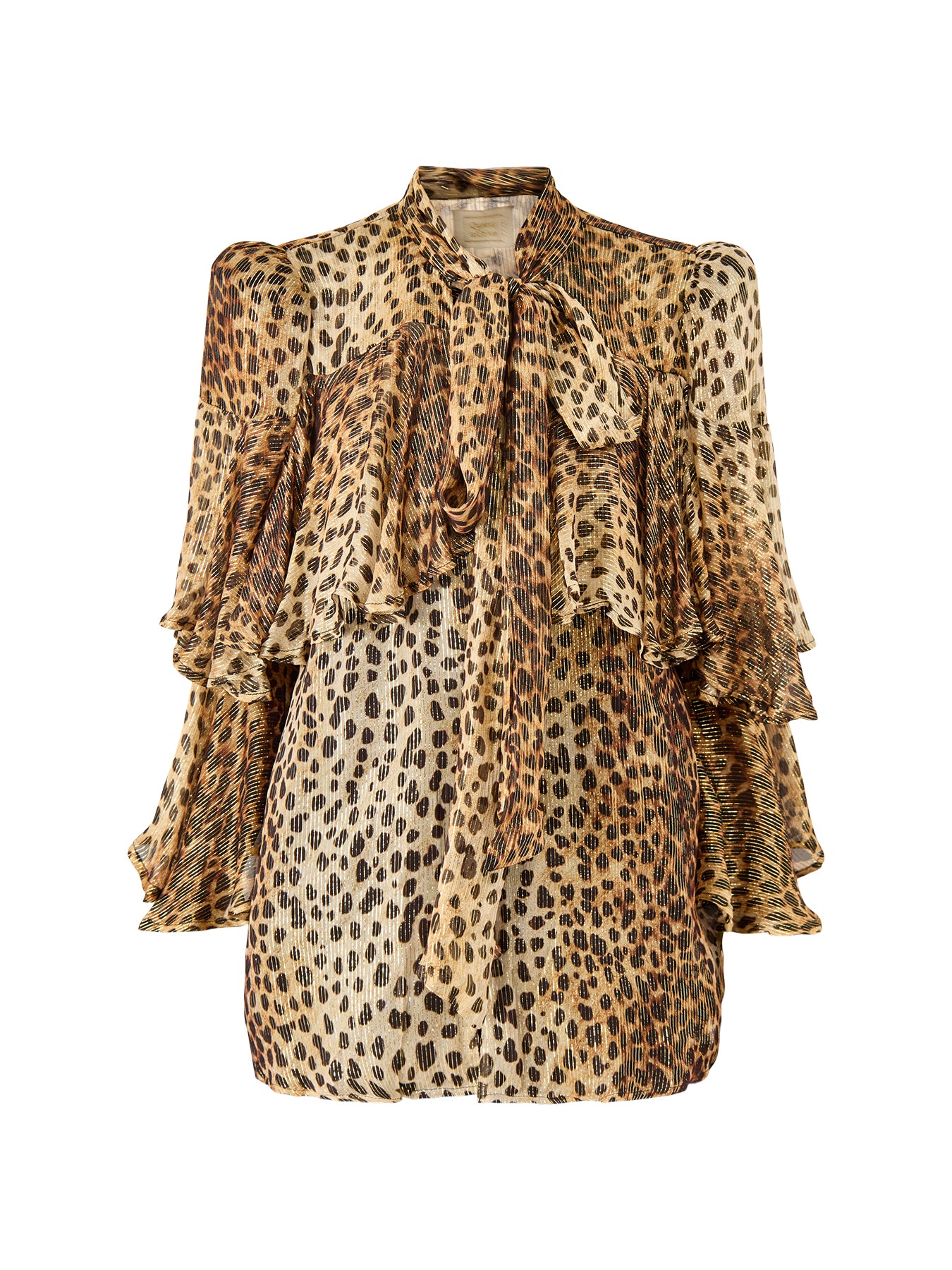Bea Cheetah Lurex Cape Blouse Gold
