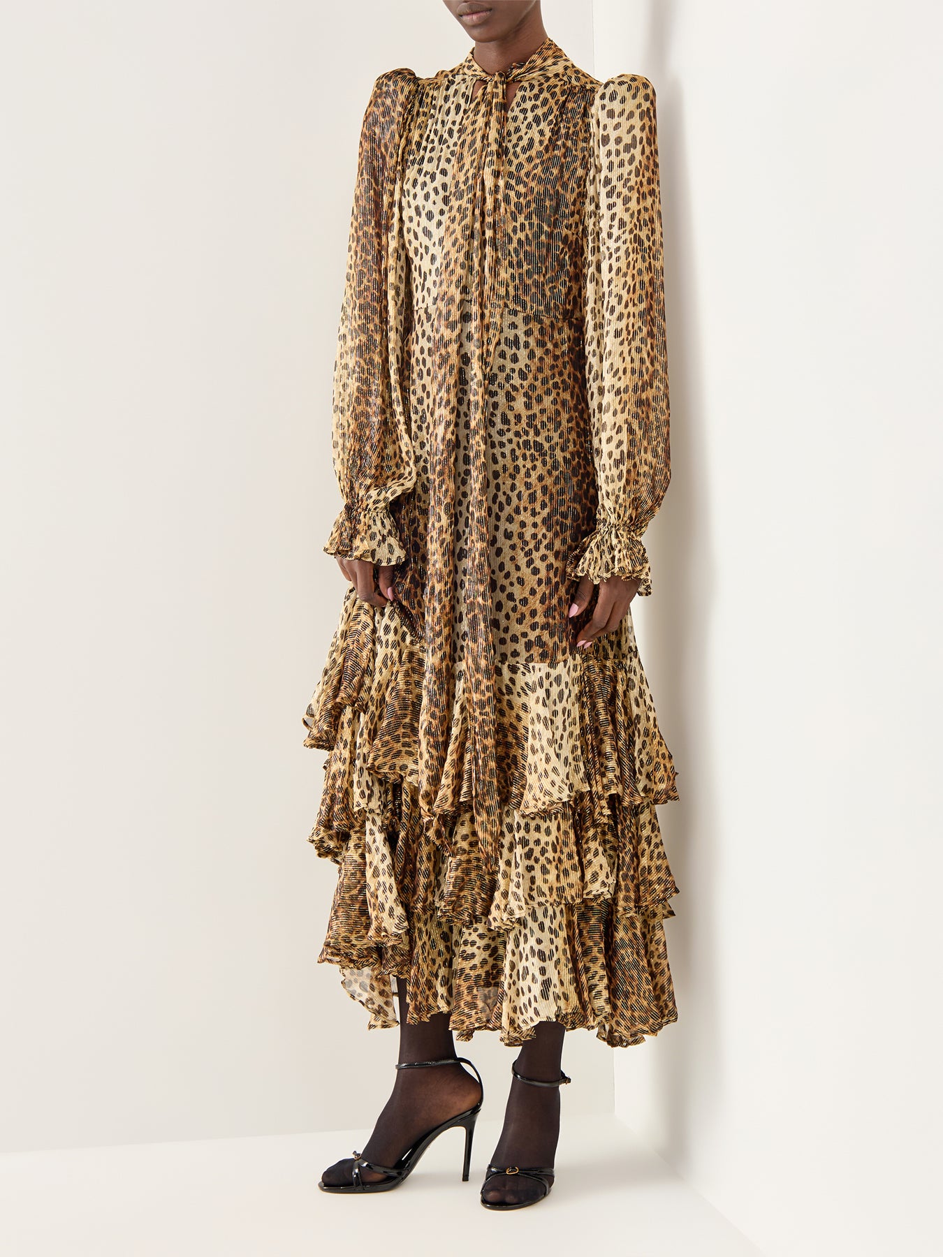 Farrah Cheetah Tiered Maxi Gold