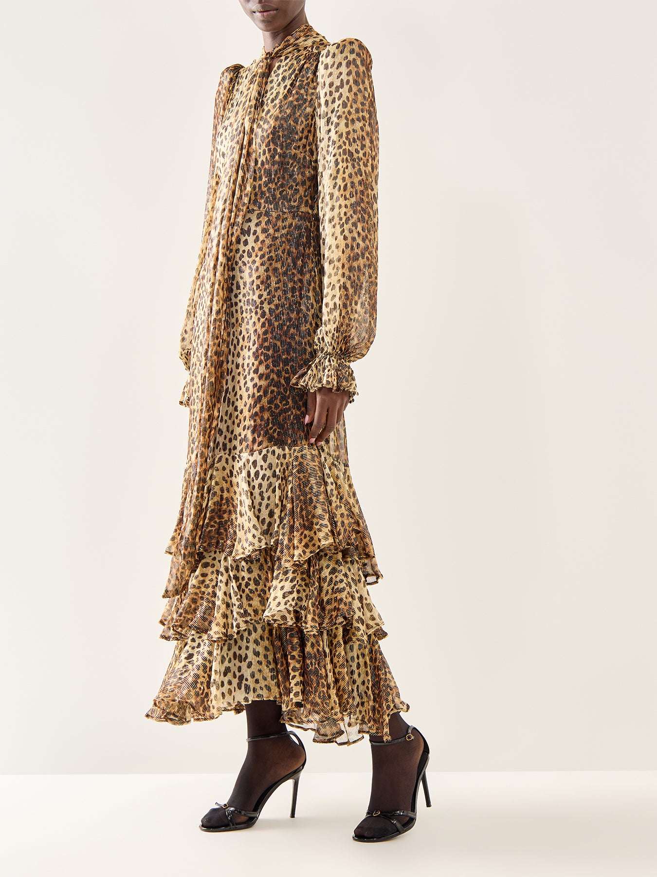 Farrah Cheetah Tiered Maxi Gold