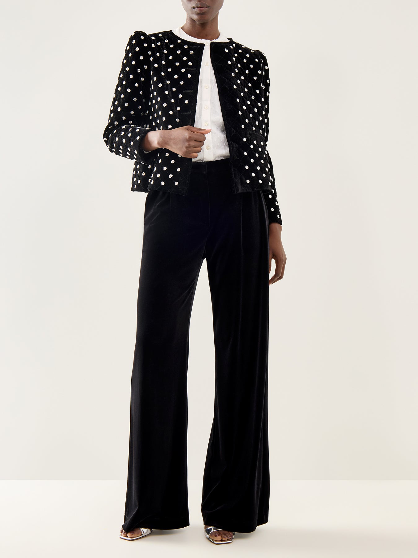 Kitty Embellished Velvet Jacket Black