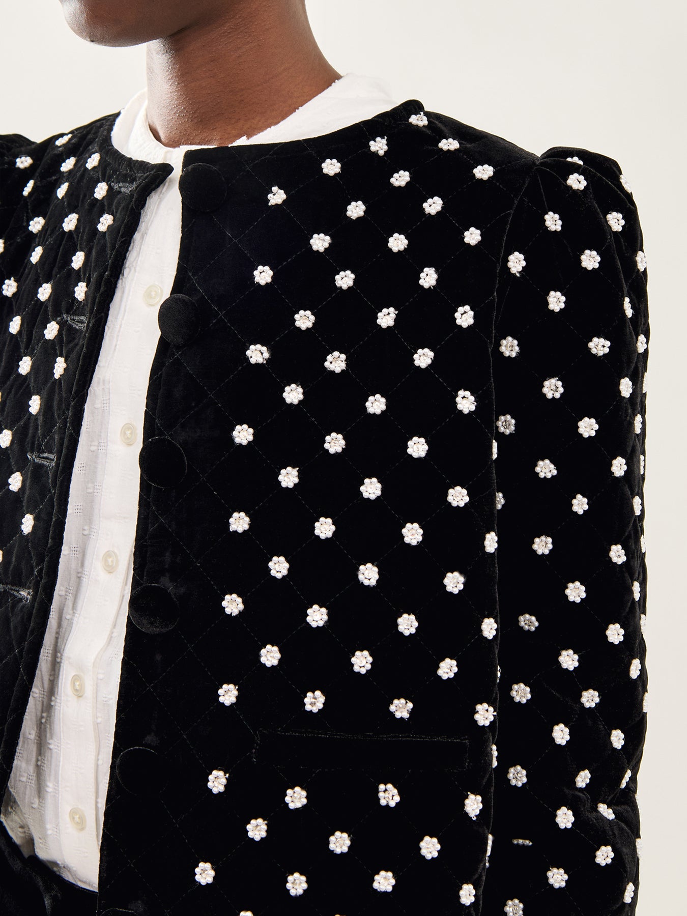 Kitty Embellished Velvet Jacket Black