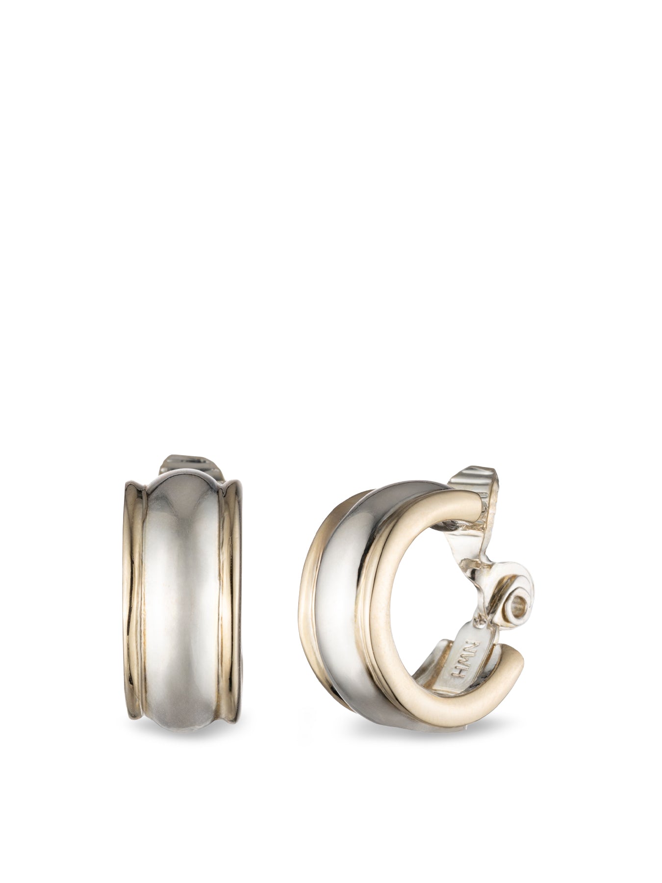 Two Tone Clip Hoop Earrings Gold