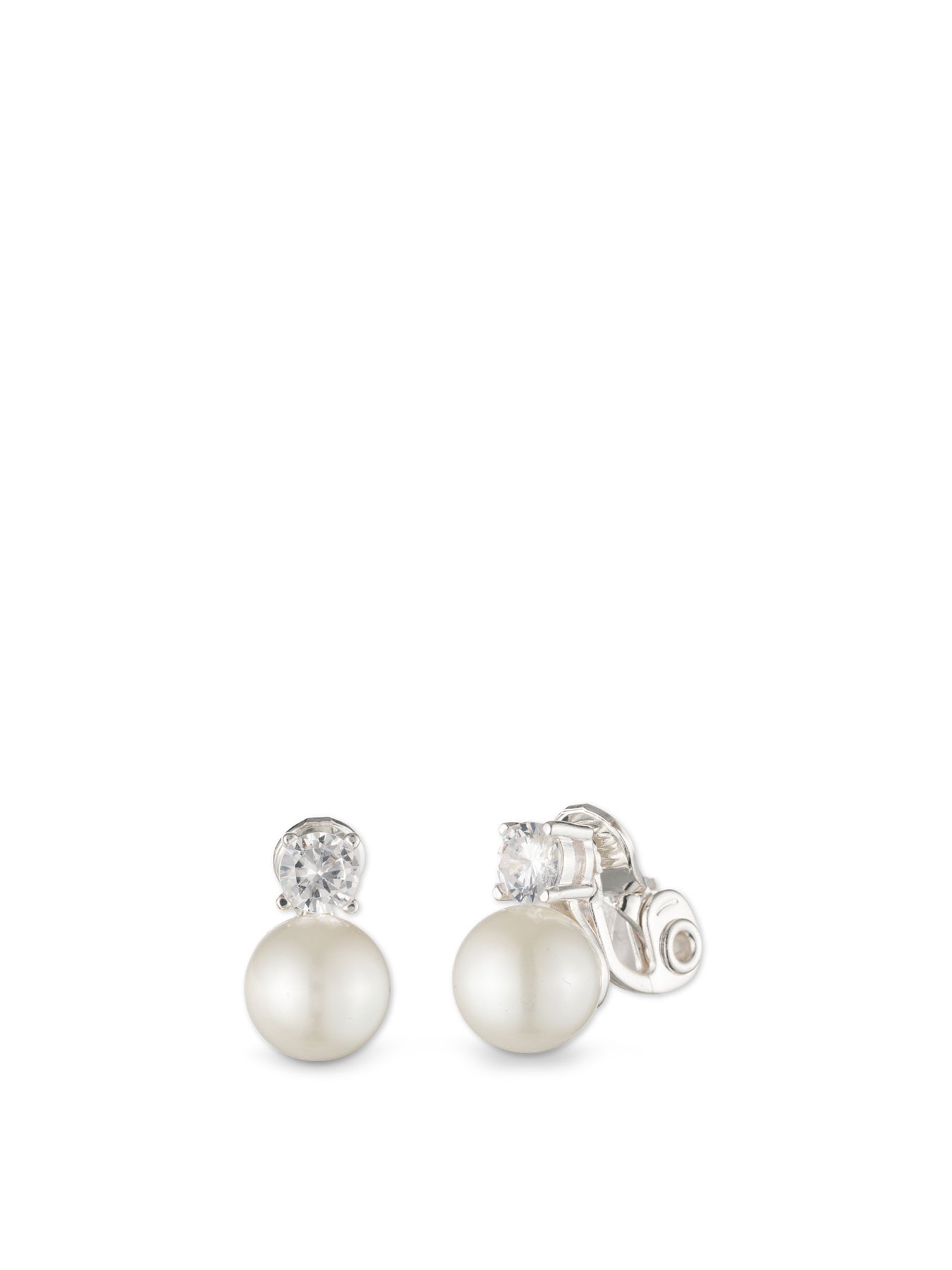 Pearl Clip Earrings Silver