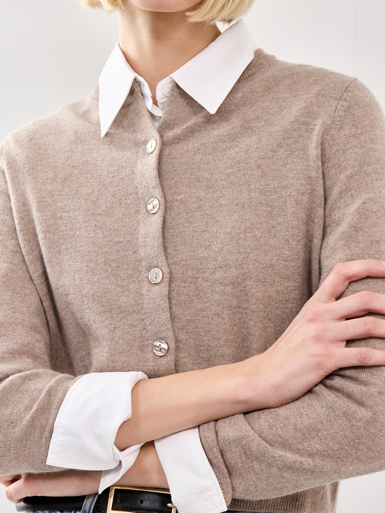 Nebbia Wool Cashmere Cardigan Beige