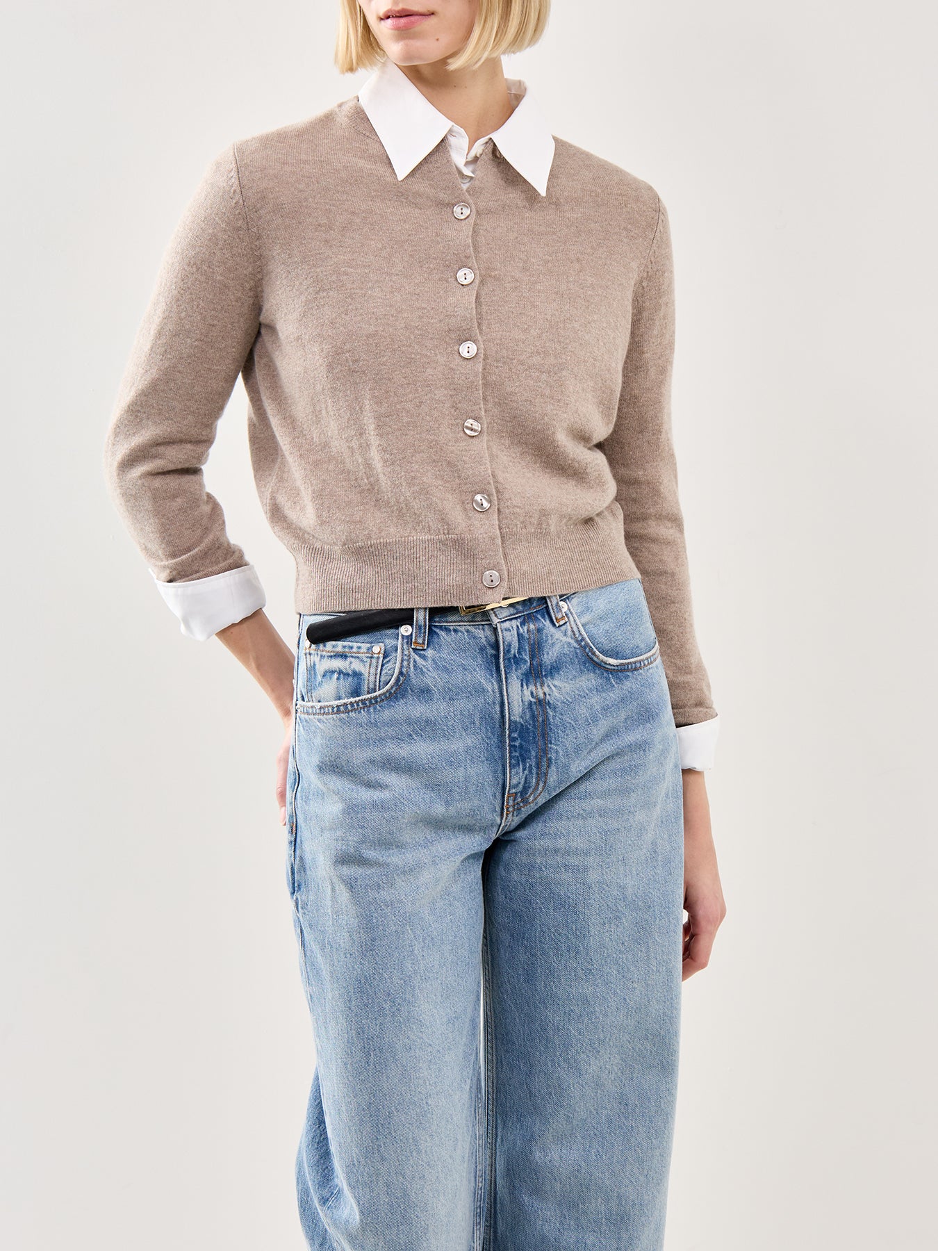 Nebbia Wool Cashmere Cardigan Beige