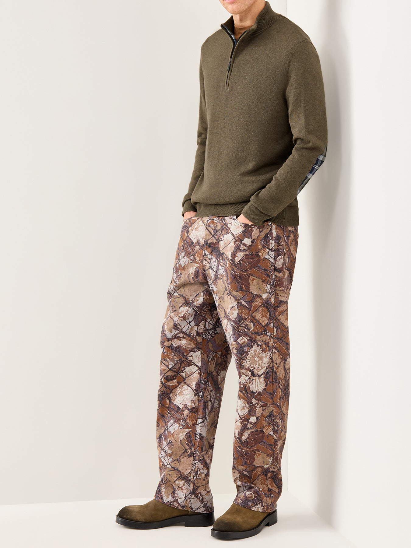 Avoch Half Zip Knitted Jumper Olive